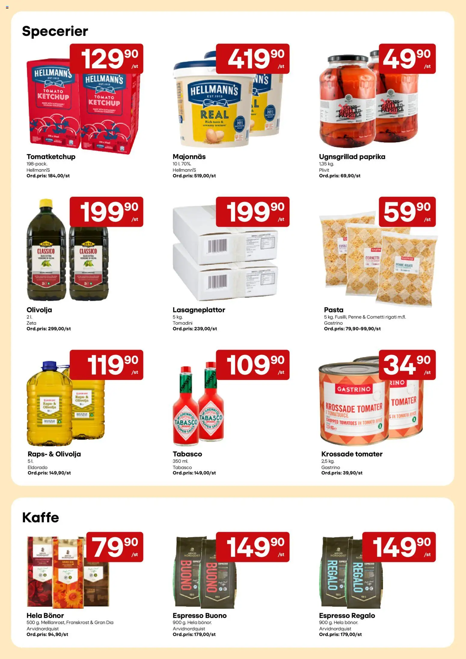 Snabbgross reklamblad aktuell från 19/10/2026 | Sida: 9 | Produkter: Paprika, Kaffe, Tomater, Bönor