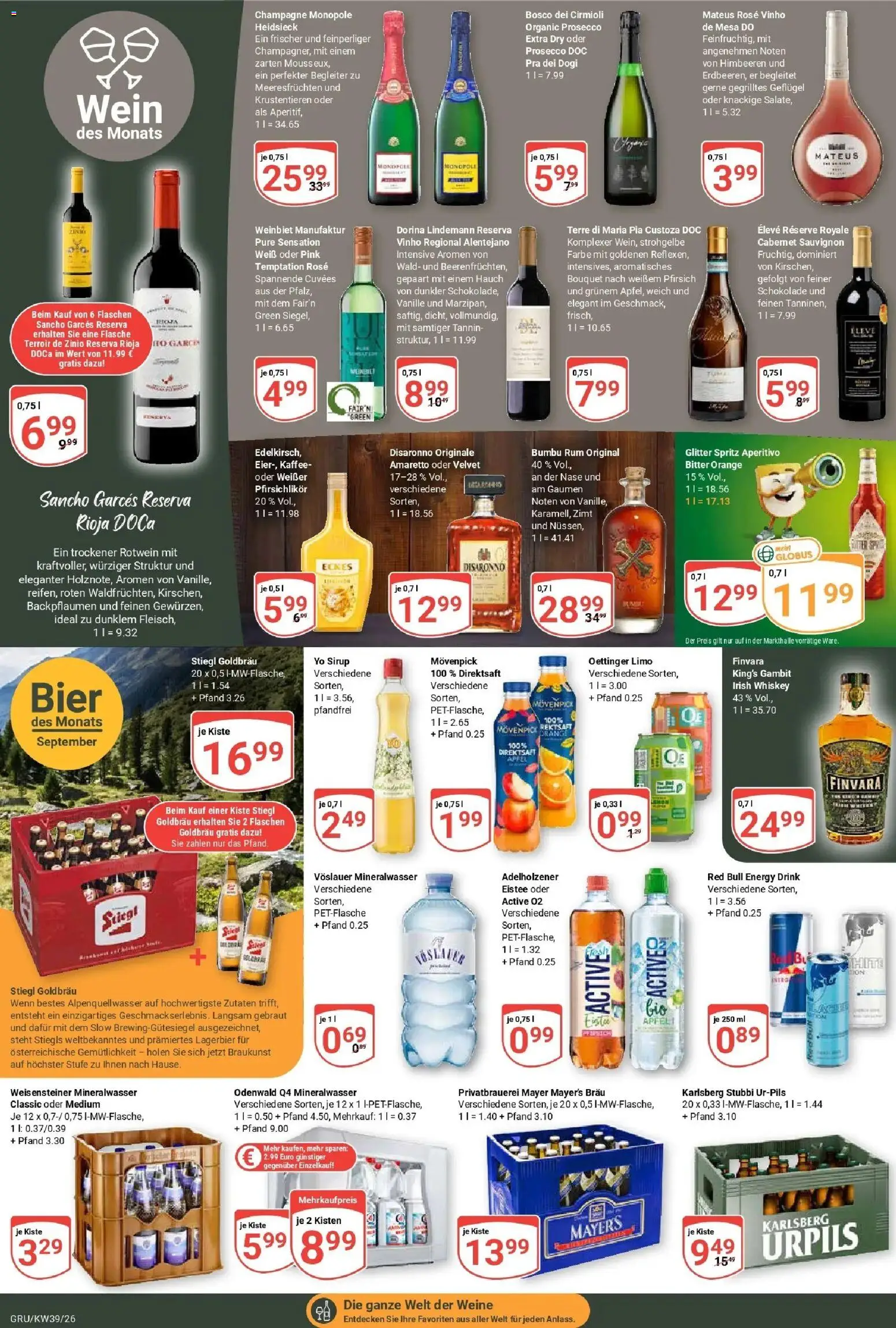Globus Prospekt Grünstadt (ab 21.09.2026) » Angebote online | Seite: 22 | Produkte: Rum, Oettinger, Prosecco, Whiskey