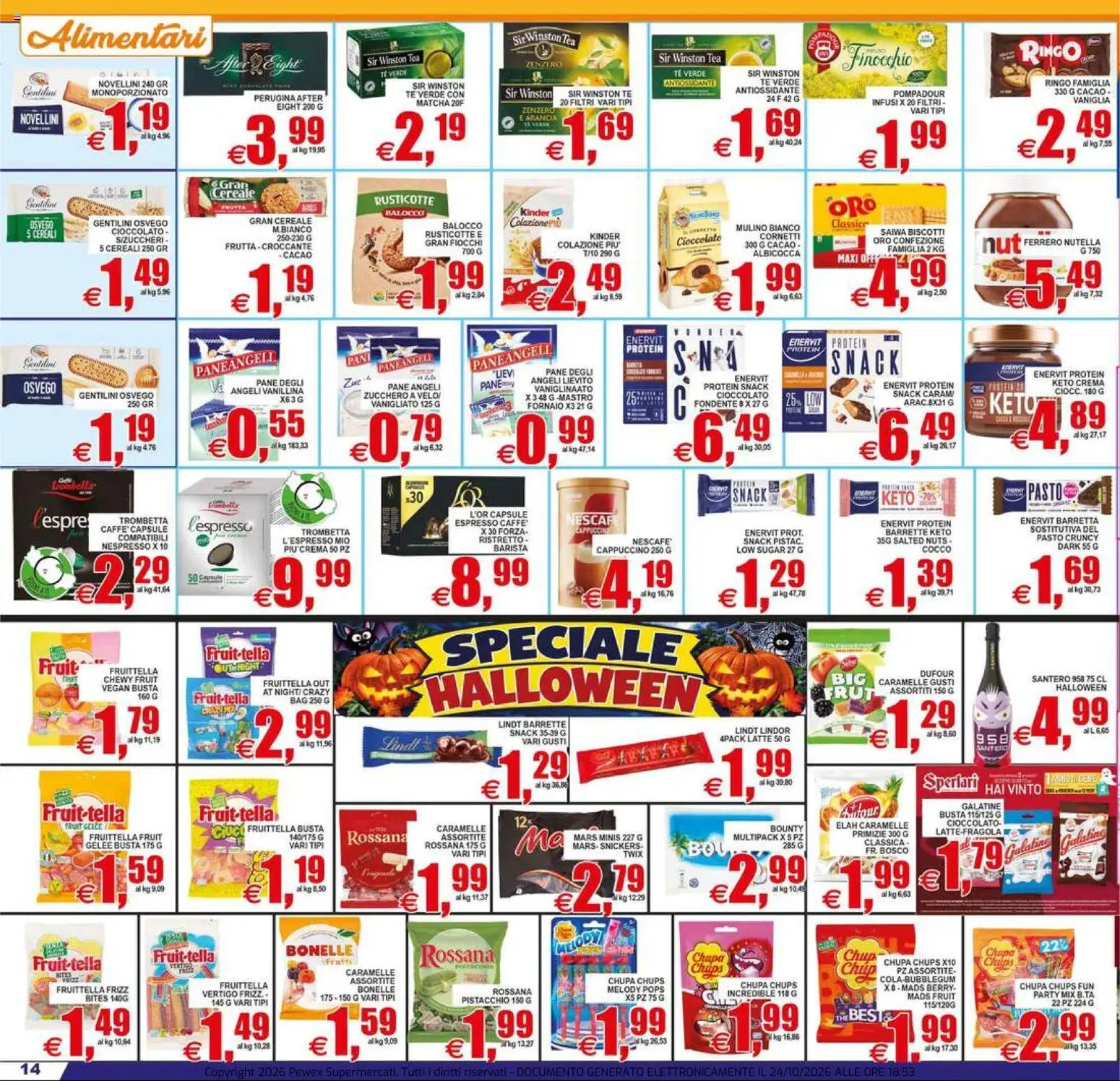 Volantino Pewex del 23/10/2026 | Pagina: 14 | Prodotti: Crema, Pane, Nutella, Tè verde