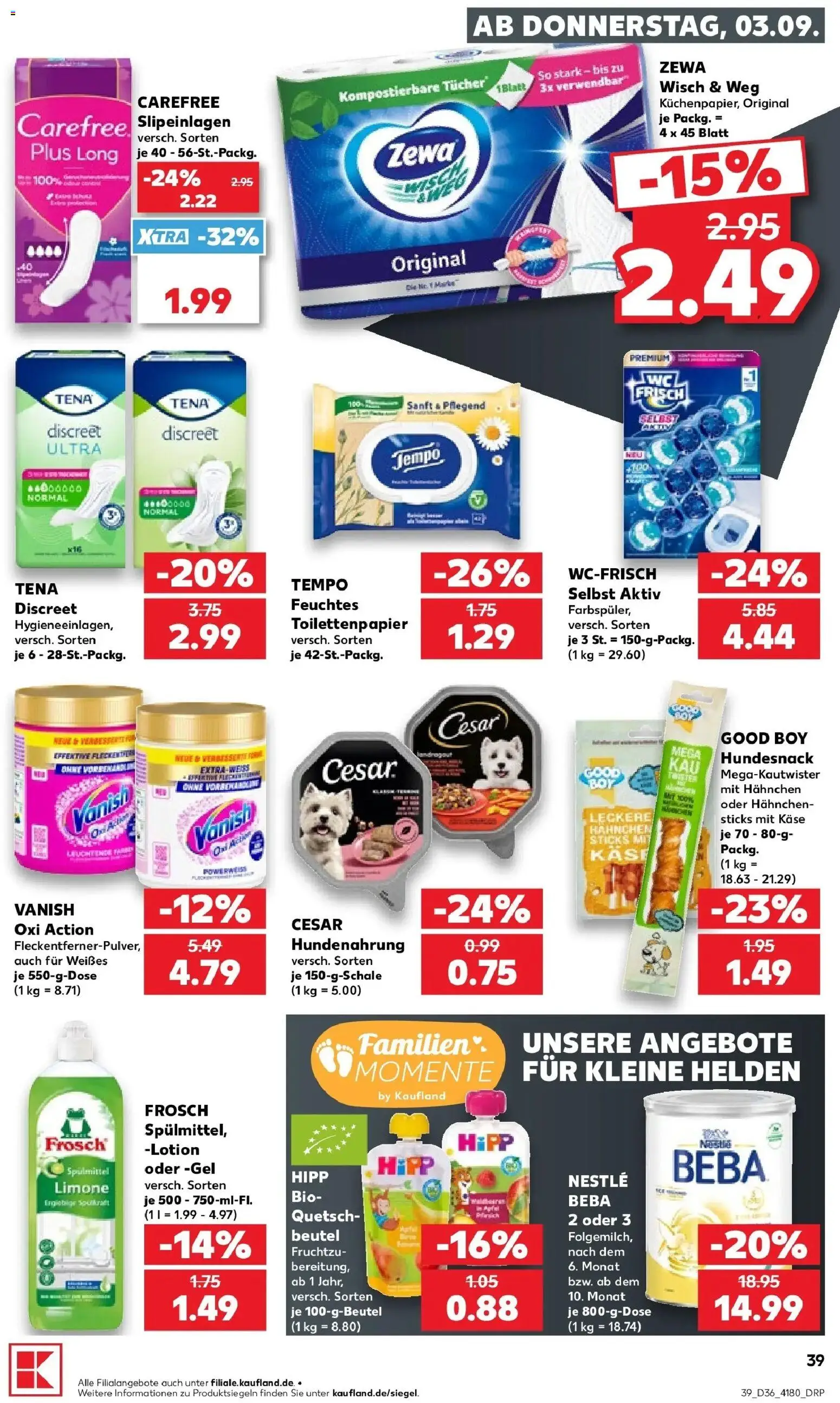 Prospekt Kaufland ab 31.08.2026 » Angebote Online zum Blättern | Seite: 56 | Produkte: Hahnchen, Käse, Zewa, Tempo