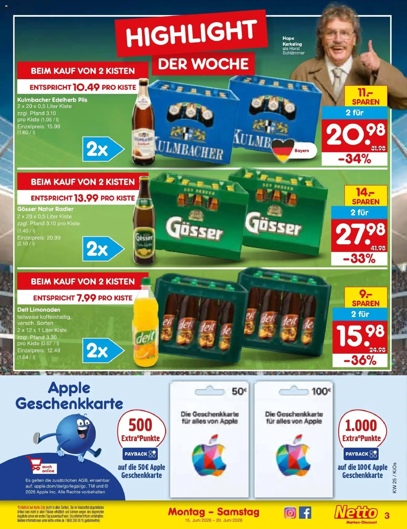 Netto Marken-Discount Prospekt Mistelbach – gültig ab 15.06.2026 | Seite: 3 | Produkte: Pils, Apple, Radler