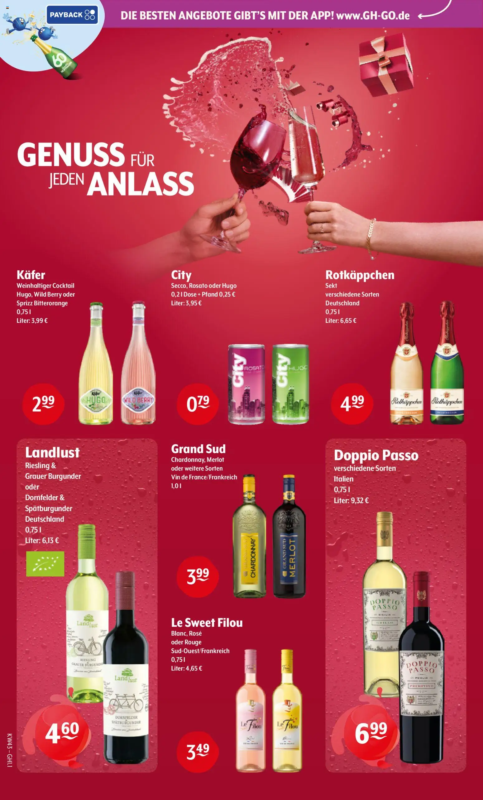 Getränke Hoffmann Prospekt – gültig ab 19.10.2026 | Seite: 4 | Produkte: Merlot, Rouge, Doppio Passo, Rotkäppchen