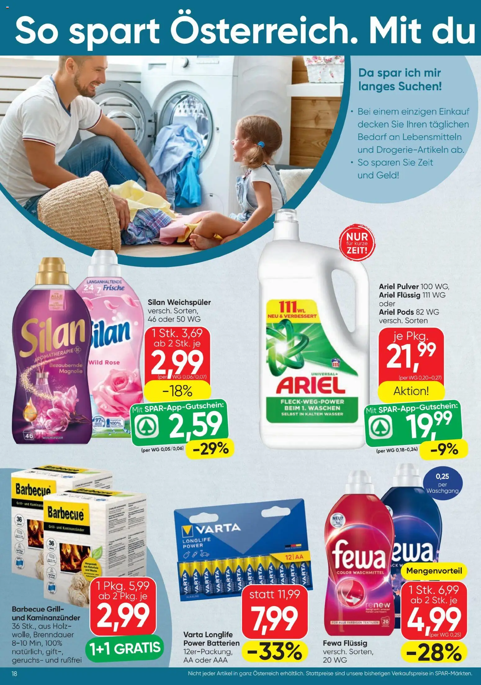 Spar - Flugblatt gültig ab 30.07.2026 | Seite: 18 | Produkte: Wasser, Grill, Weichspüler, Waschmittel
