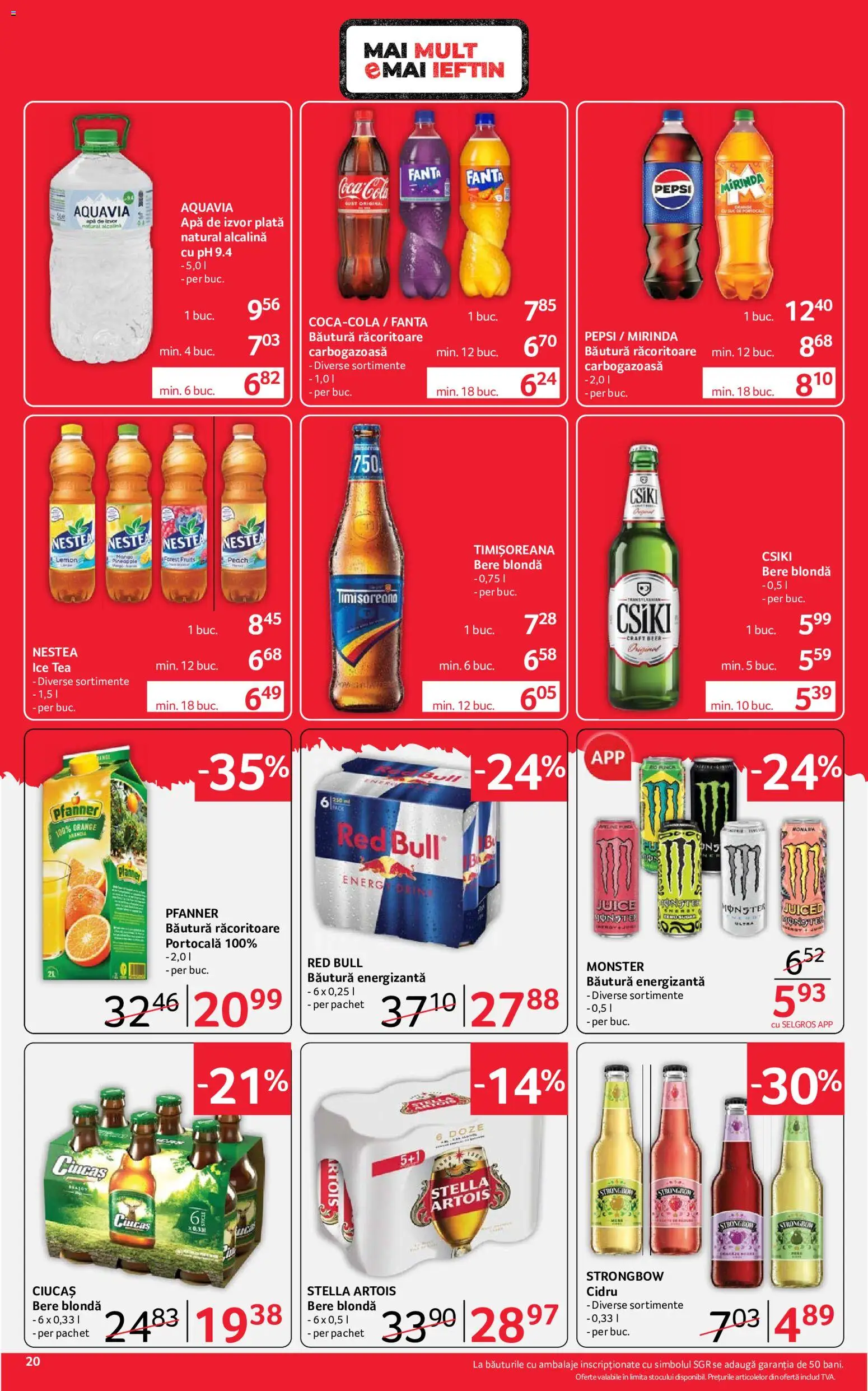 Noul catalog Selgros – valabil de la 24.07.2026 | Pagină: 20 | Produse: Amerikan servis, Bere, Apă, Mango