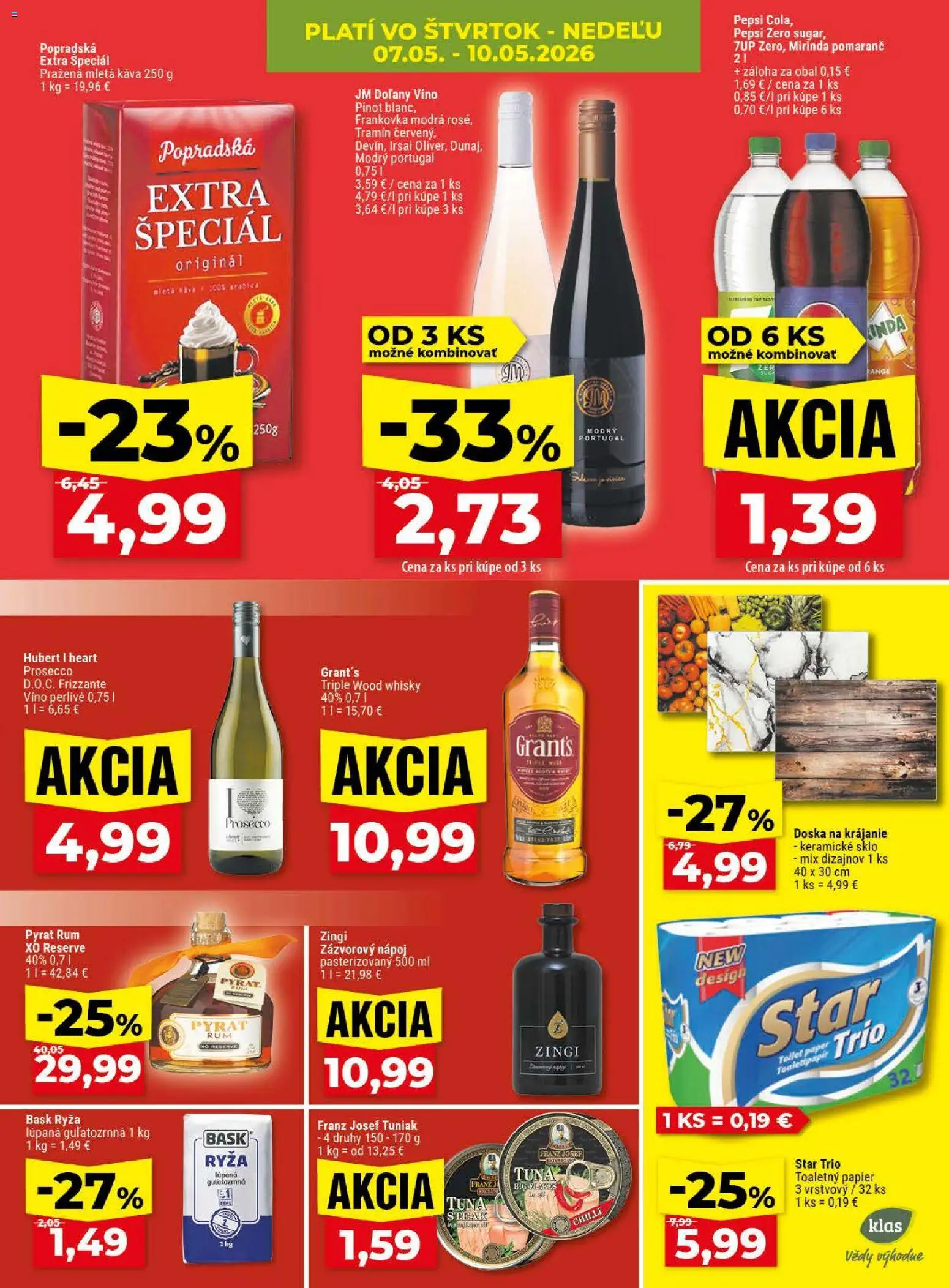 Nové Klas akcie – leták je platný od 04.05.2026 | Strana: 28 | Produkty: Chilli, Whisky, Pepsi, Steak