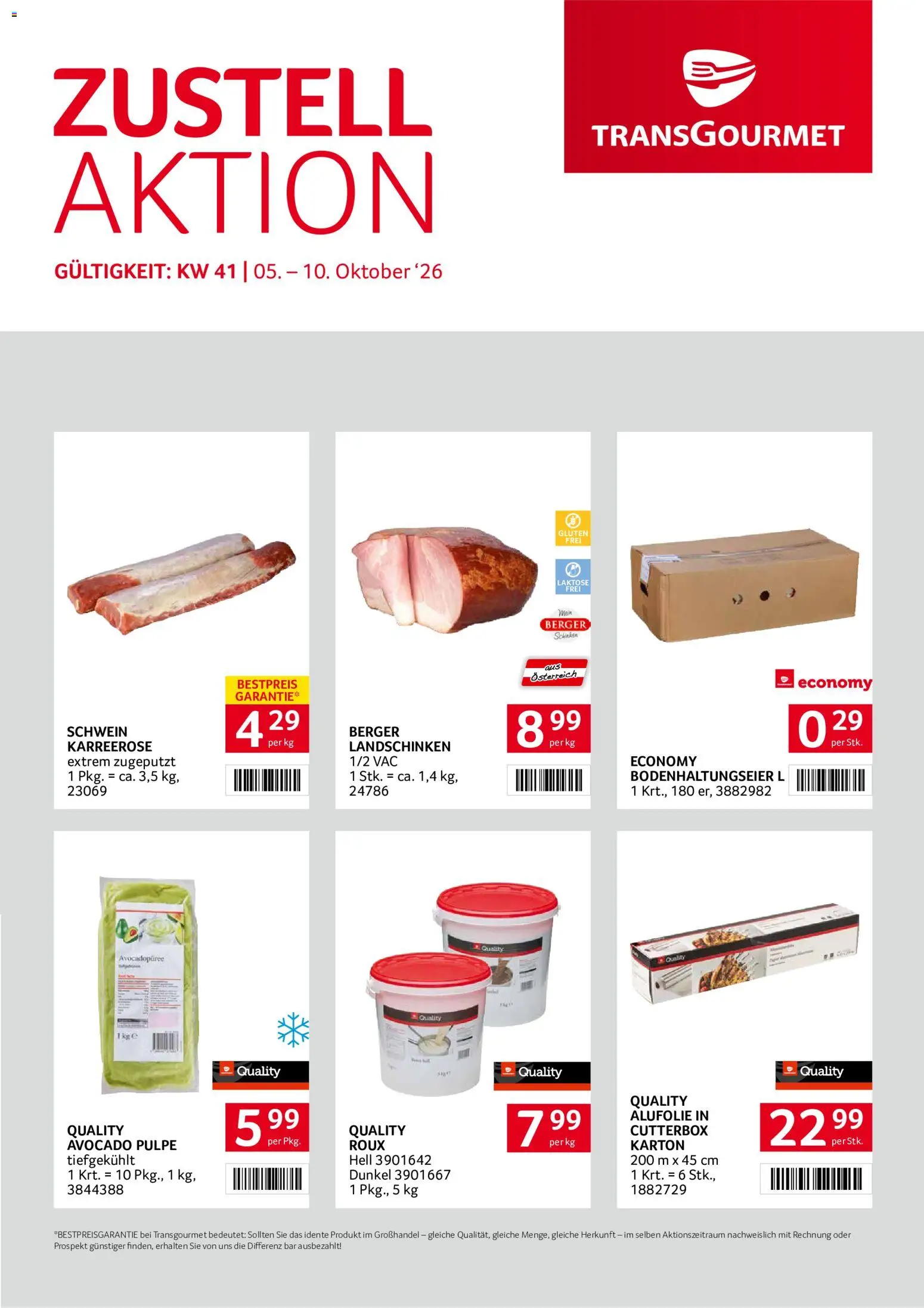 Transgourmet Zustellaktion gültig ab 05.10.2026 | Seite: 1 | Produkte: Avocado, Wein