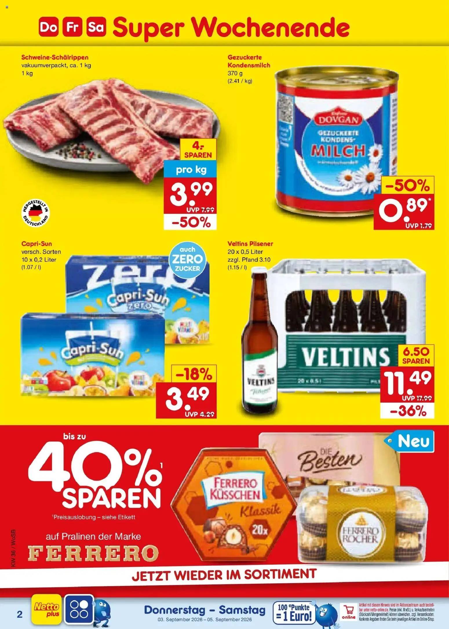 Netto Marken-Discount Prospekt Mannheim (ab 31.08.2026) » Angebote | Seite: 54 | Produkte: Ferrero rocher, Zucker, Kondensmilch, Veltins