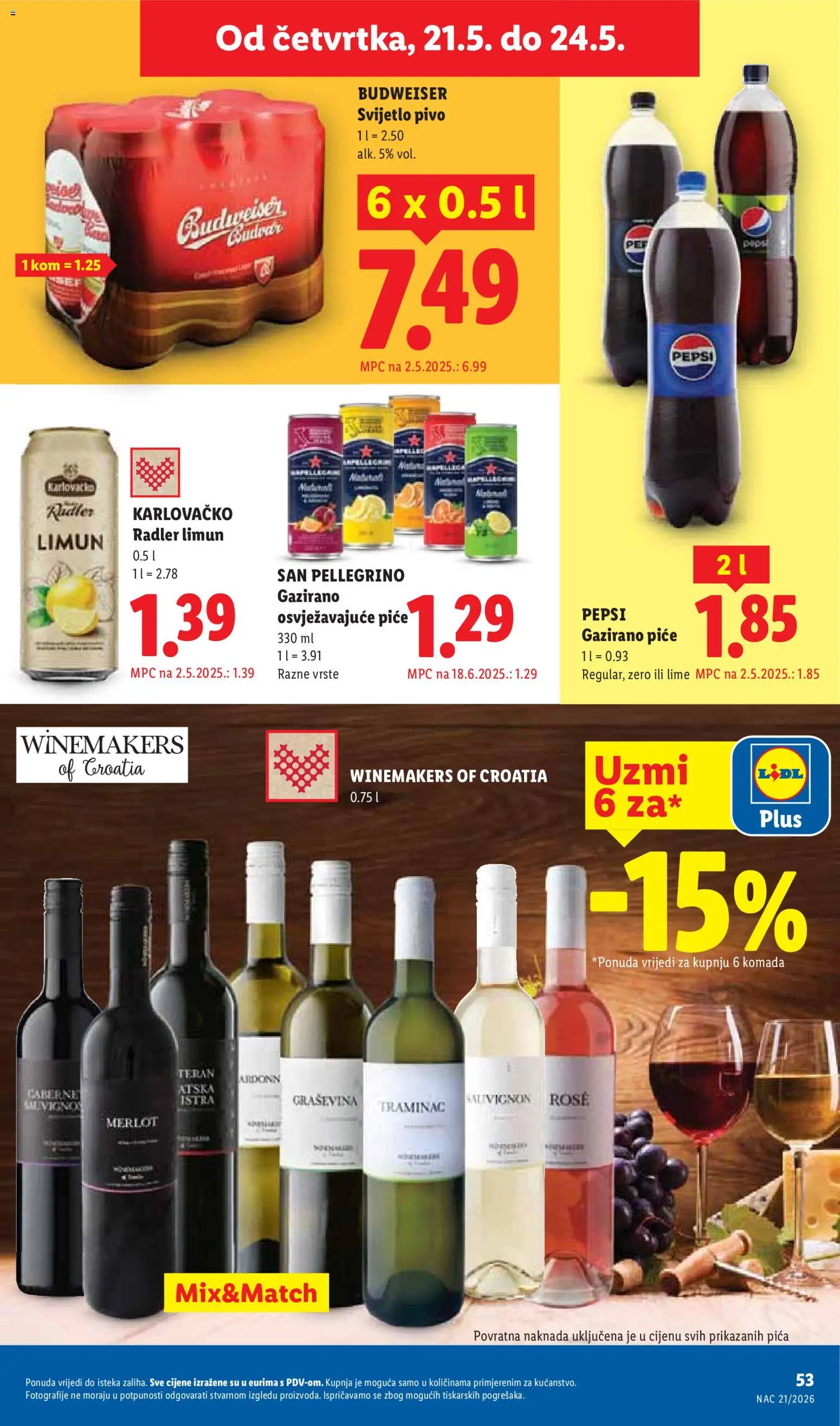Lidl katalog | vrijedi od 18.05.2026 | Stranica: 53 | Proizvodi: Radler, Pica, Pepsi, Pivo