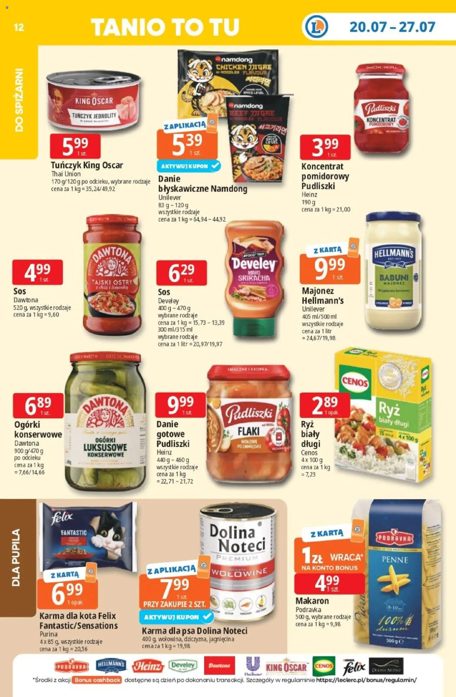 E.Leclerc gazetka od 20.07.2026 | Strona: 13 | Produkty: Jagnięcina, Sriracha, Flaki, Karma dla kota