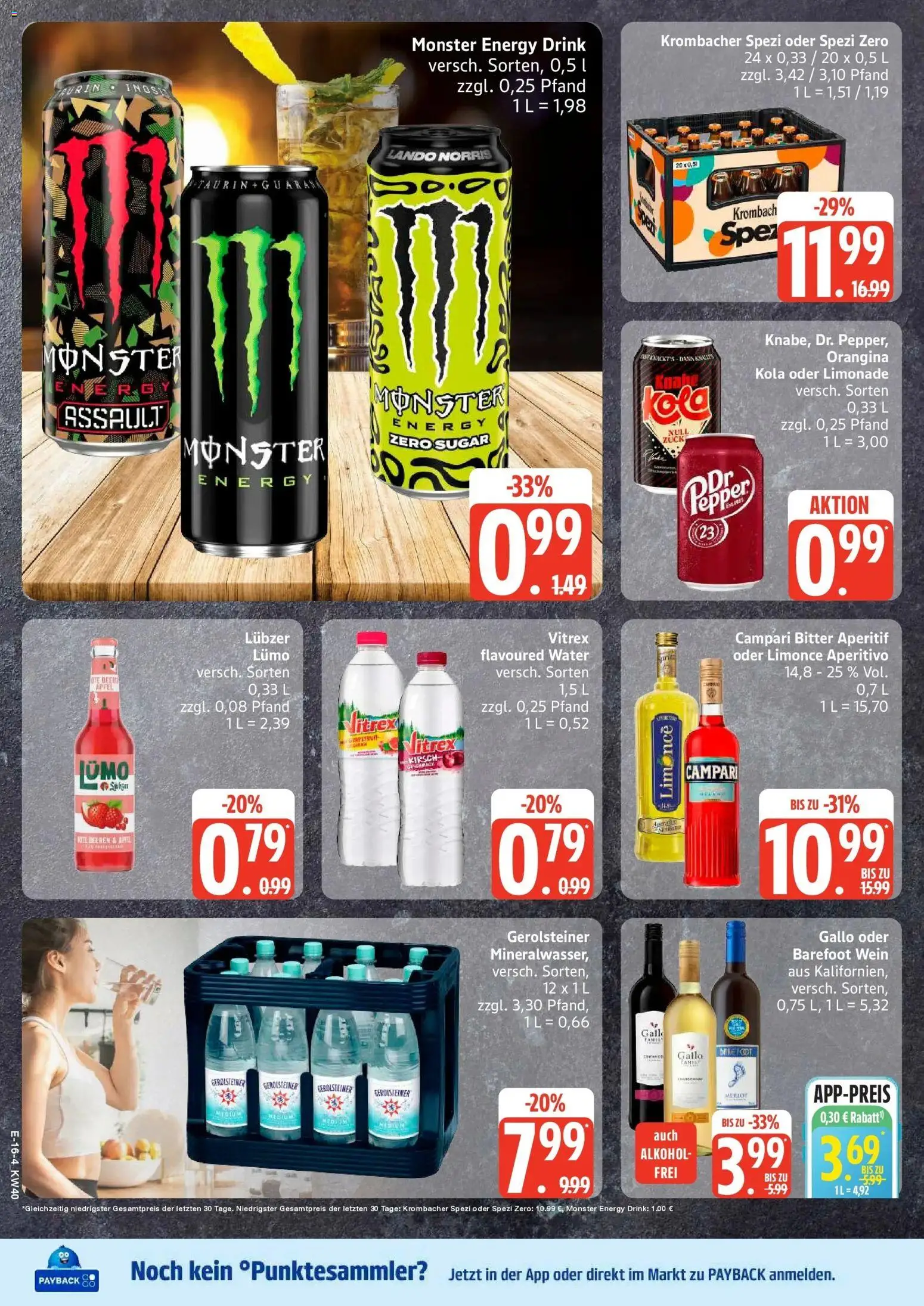 E center Prospekt Stralsund (ab 28.09.2026) zum Blättern | Seite: 20 | Produkte: Campari, Alkohol, Krombacher, Lubzer