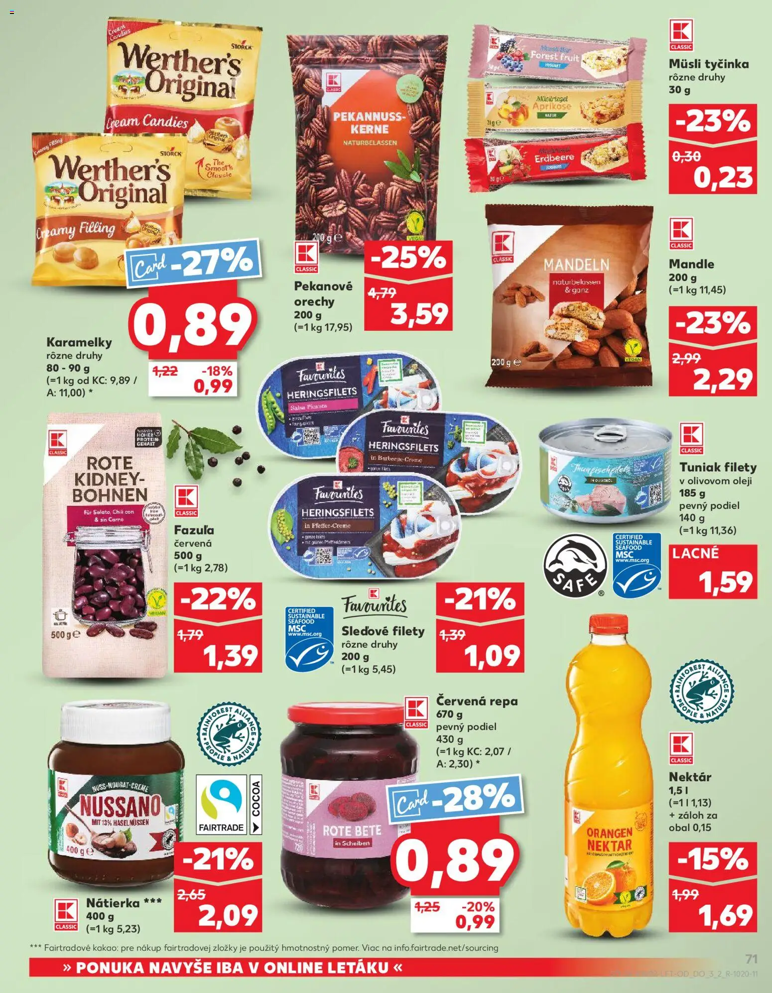 Nové Kaufland akcie – leták je platný od 28.05.2026 | Strana: 71 | Produkty: Müsli tyčinka, Nátierka, Repa, Pekanové orechy