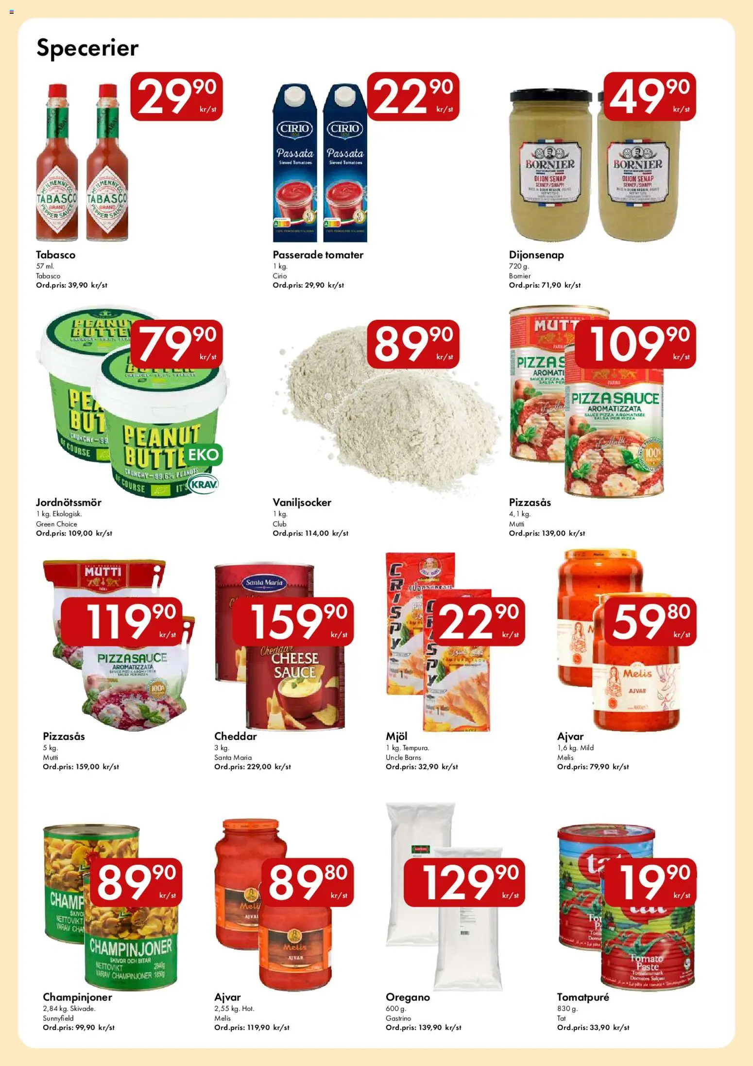Snabbgross reklamblad aktuell från 29/06/2026 | Sida: 11 | Produkter: Senap, Salsa, Cheddar, Tabasco