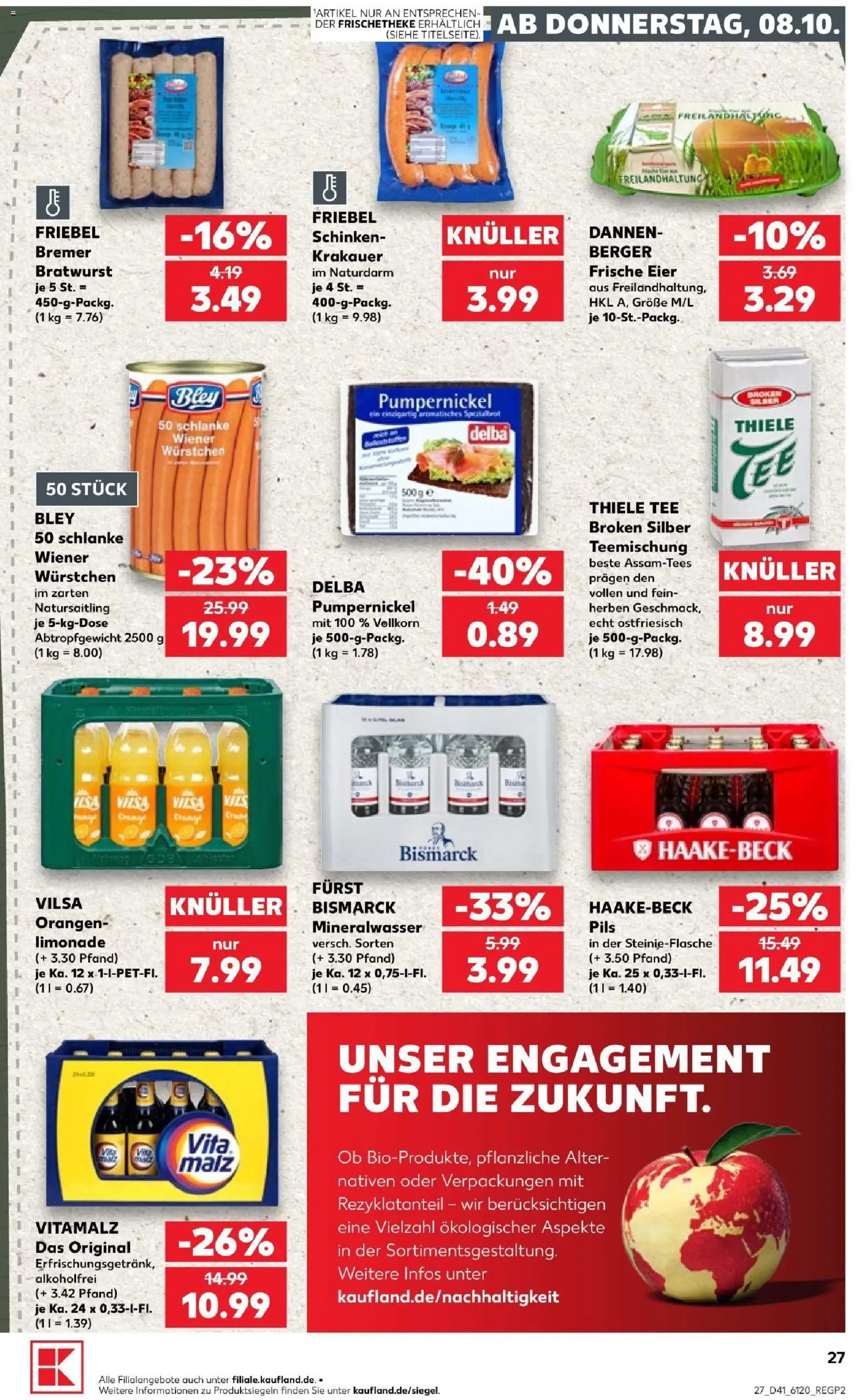 Kaufland Prospekt Bremen – gültig ab 08.10.2026 | Seite: 29 | Produkte: Eier, Pils, Orangen, Tee