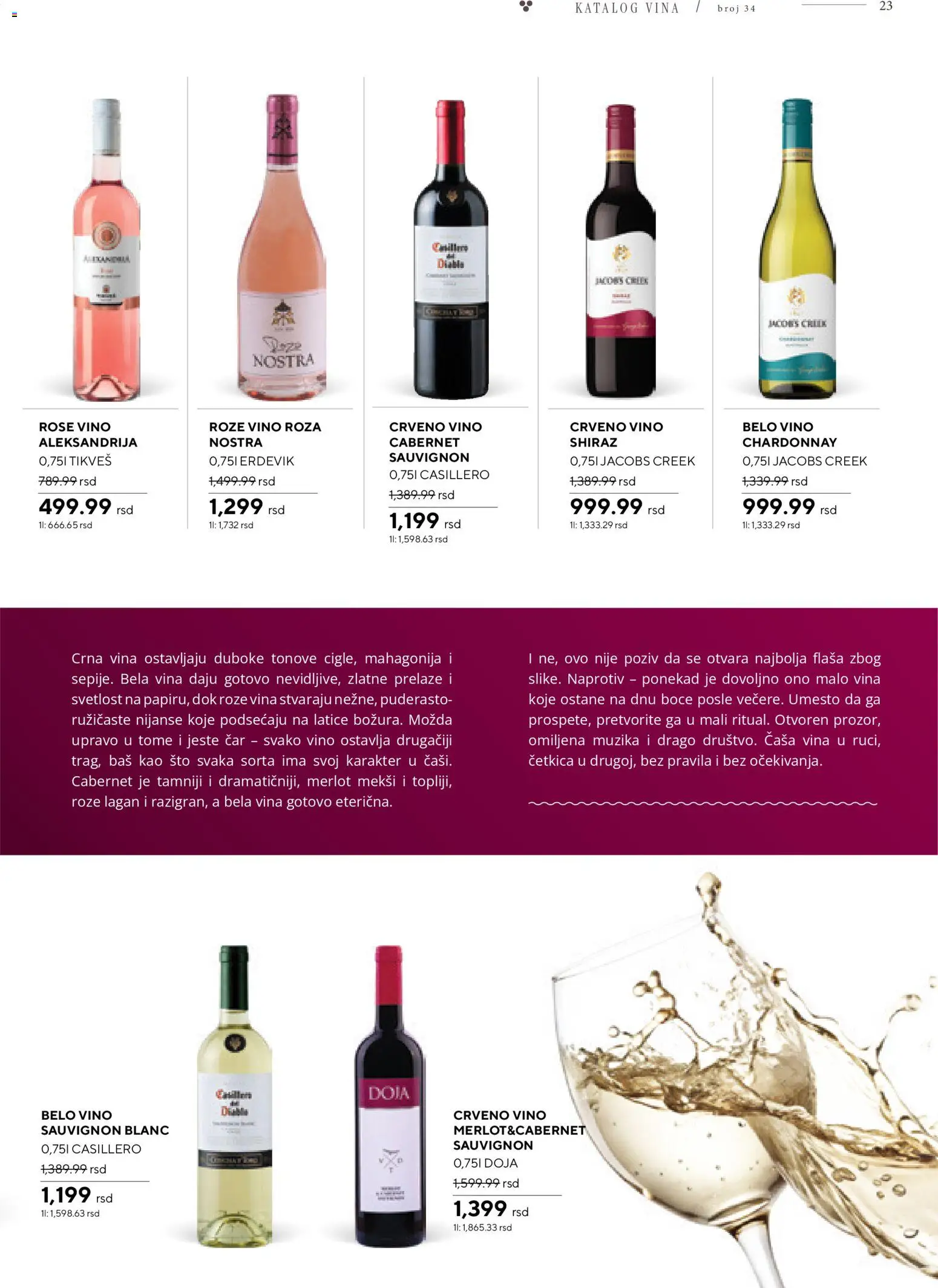 Roda katalog - važi od 09.04.2026 | Strana: 23 | Proizvode: Chardonnay, Sto, Crveno vino, Roze vino