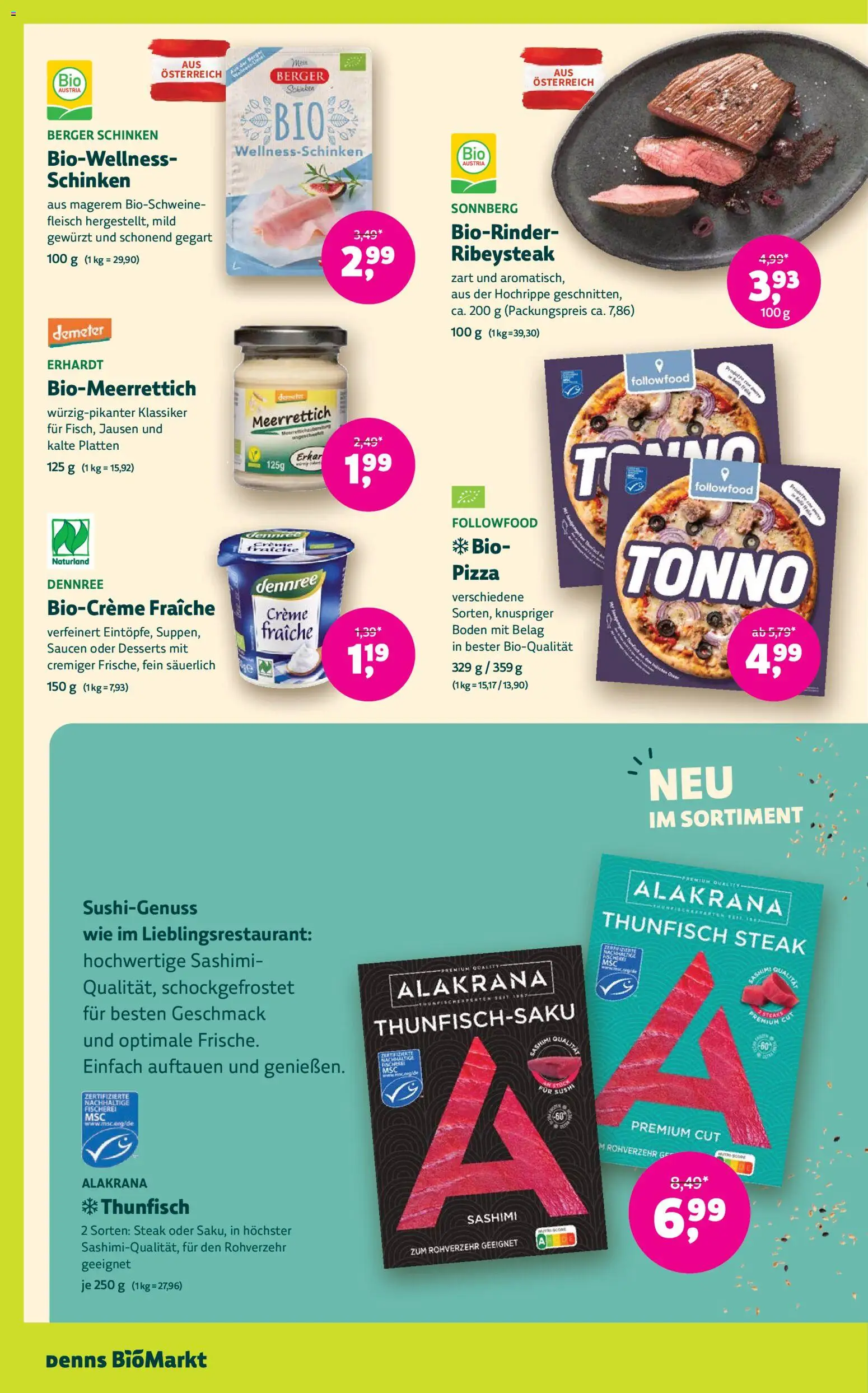 Denns BioMarkt Angebote gültig ab 23.09.2026 | Seite: 8 | Produkte: Meerrettich, Creme, Schinken, Pizza