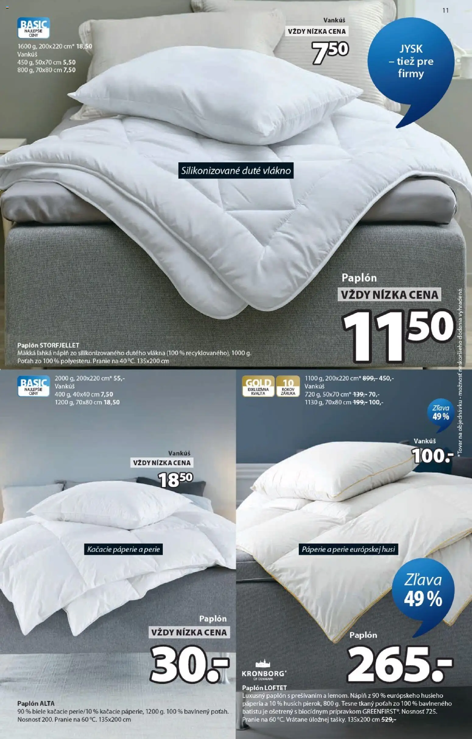 Nové JYSK akcie – leták je platný od 21.10.2026 | Strana: 11 | Produkty: Vankúš