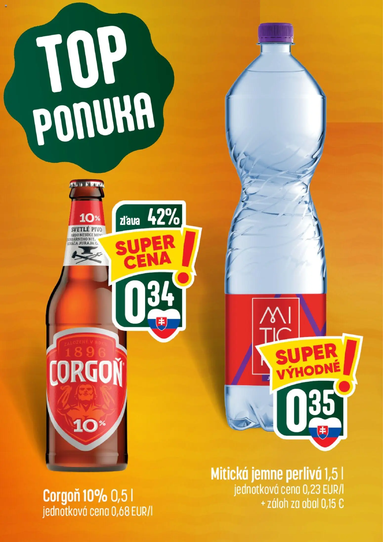 Nové COOP Jednota akcie – leták je platný od 13.08.2026 | Strana: 4 | Produkty: Pivo, Corgoň, Mitická