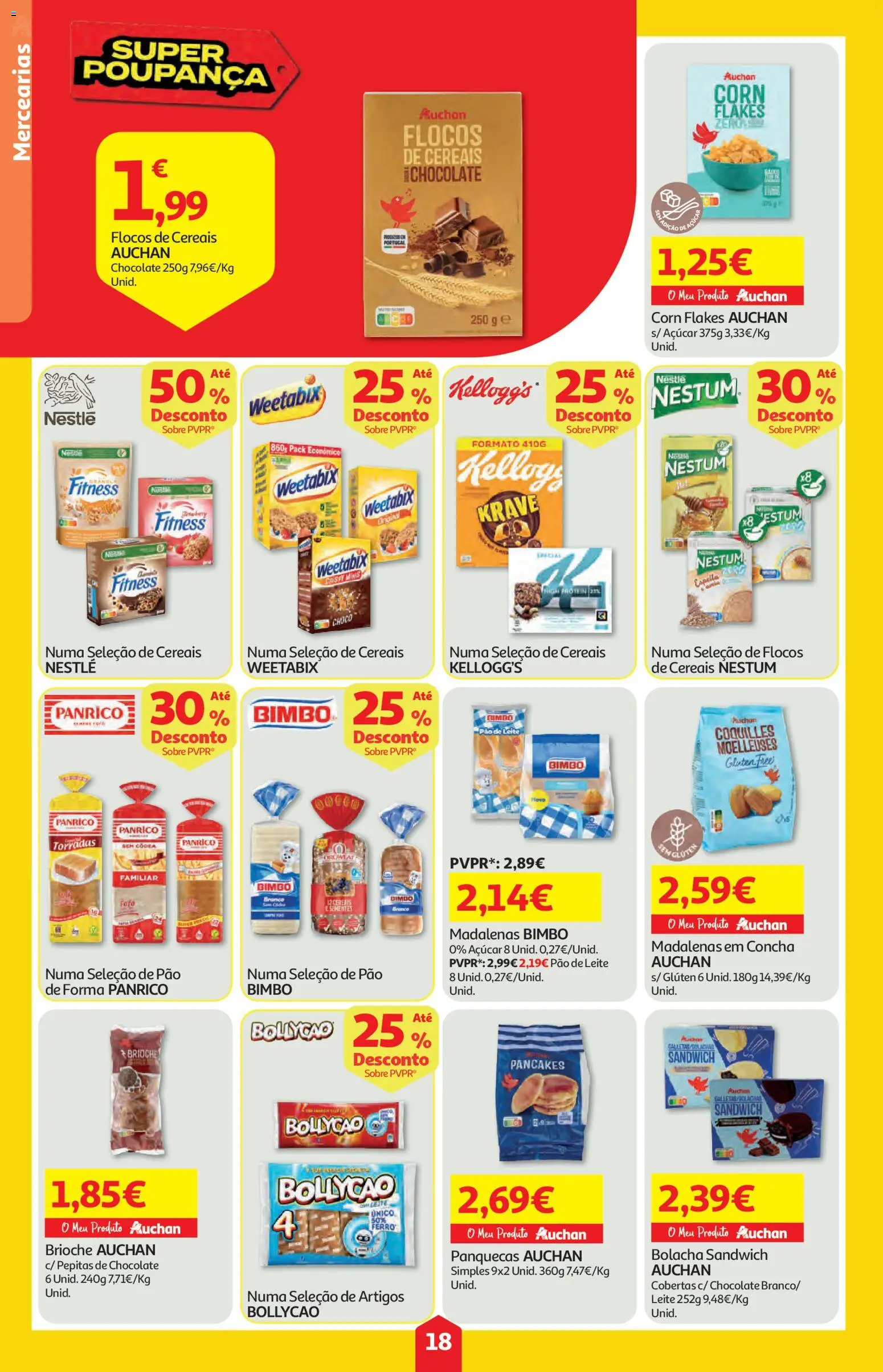 Auchan folheto │ válido de 11.06.2026 | Página: 18 | Produtos: Weetabix, Leite, Pão, Chocolate