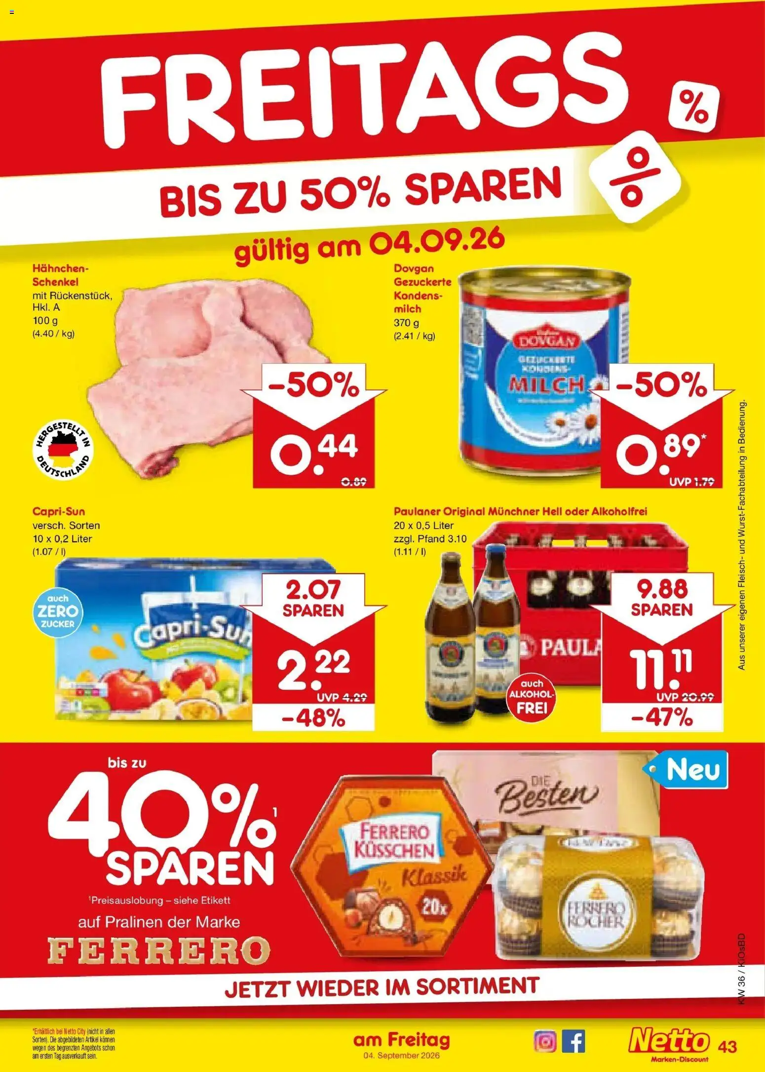 Netto Marken-Discount Prospekt Mistelbach – gültig ab 31.08.2026 | Seite: 55 | Produkte: Milch, Zucker, Fleisch, Paulaner