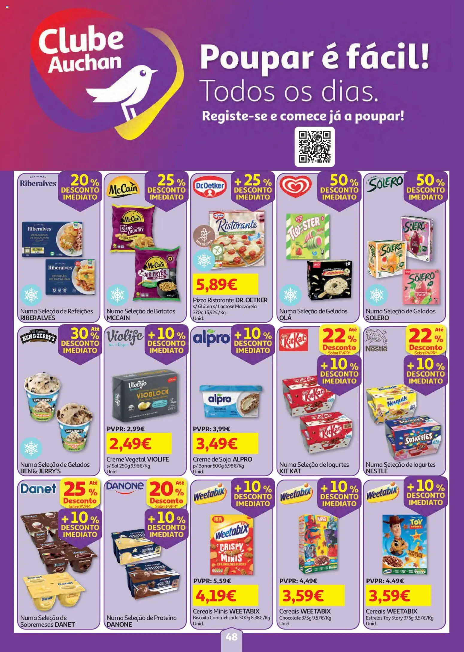 Auchan folheto │ válido de 23/07/2026 | Página: 48 | Produtos: Bacalhau, Weetabix, Chocolate, Creme