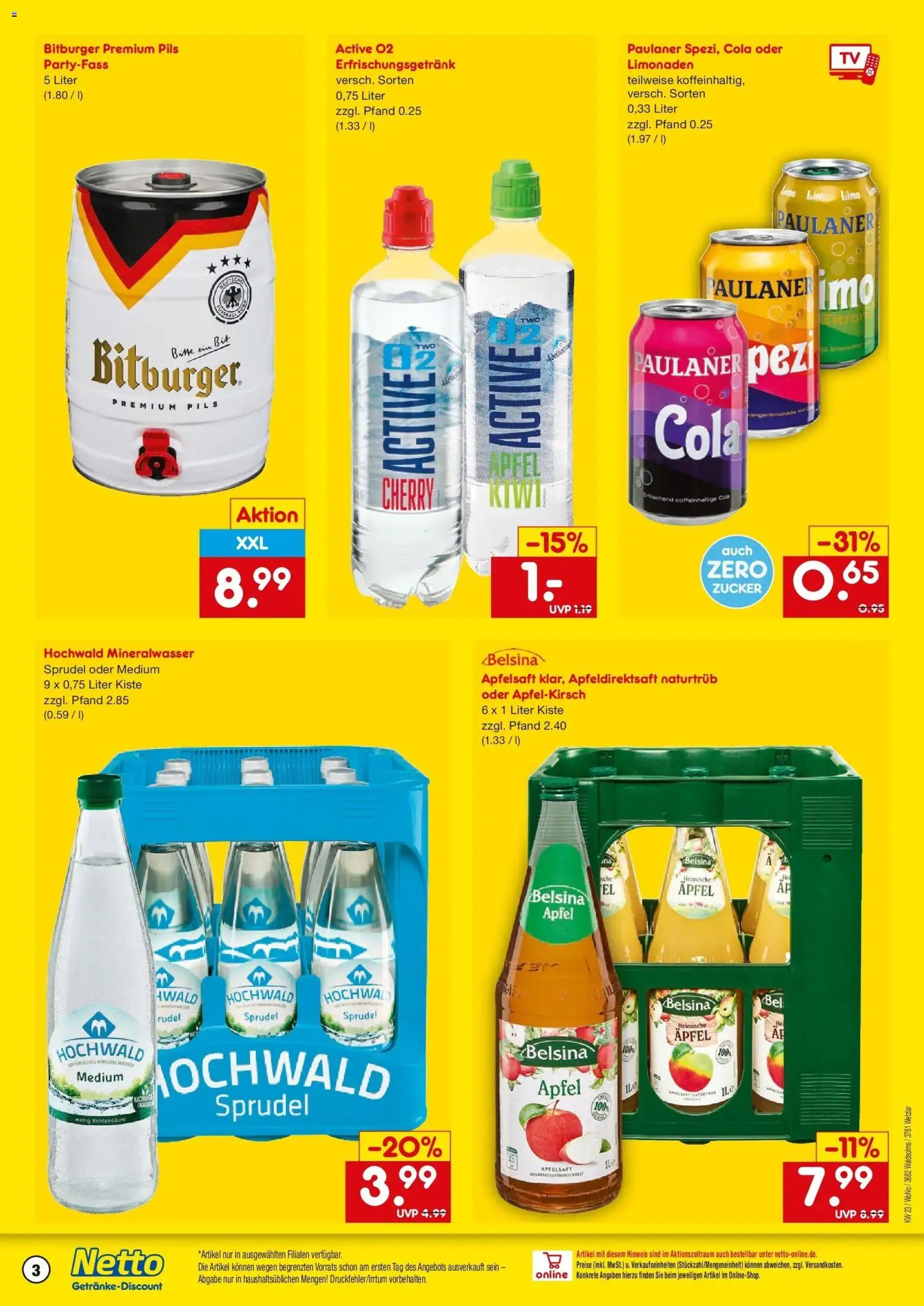 Netto Marken-Discount Prospekt Wetzlar-Naunheim – gültig ab 01.06.2026 | Seite: 3 | Produkte: Bitburger, Cola, Pils, Apfelsaft