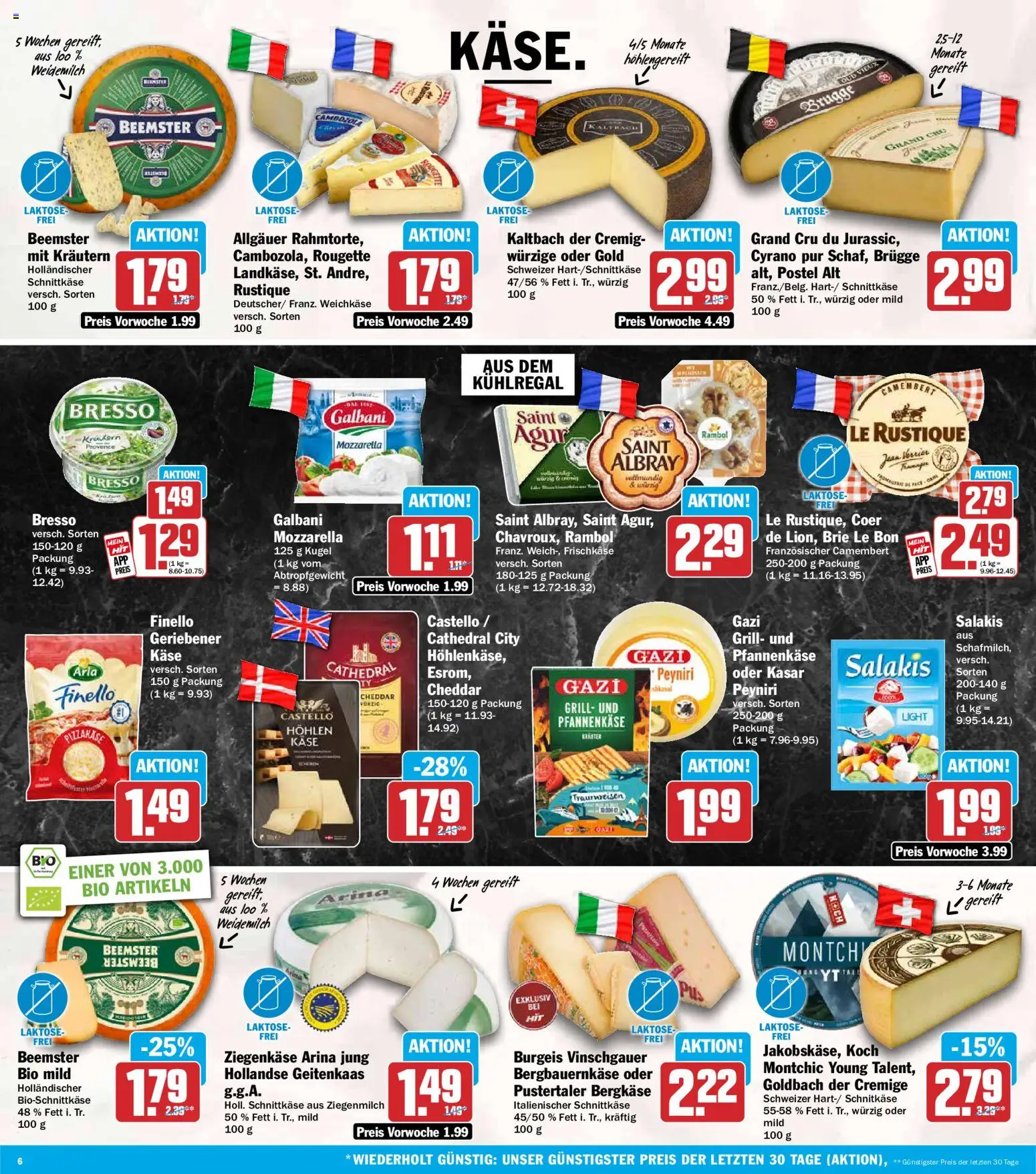 HIT Prospekt – gültig ab 17.08.2026 | Seite: 6 | Produkte: Mozzarella, Ziegenkäse, Salakis, Frischkase