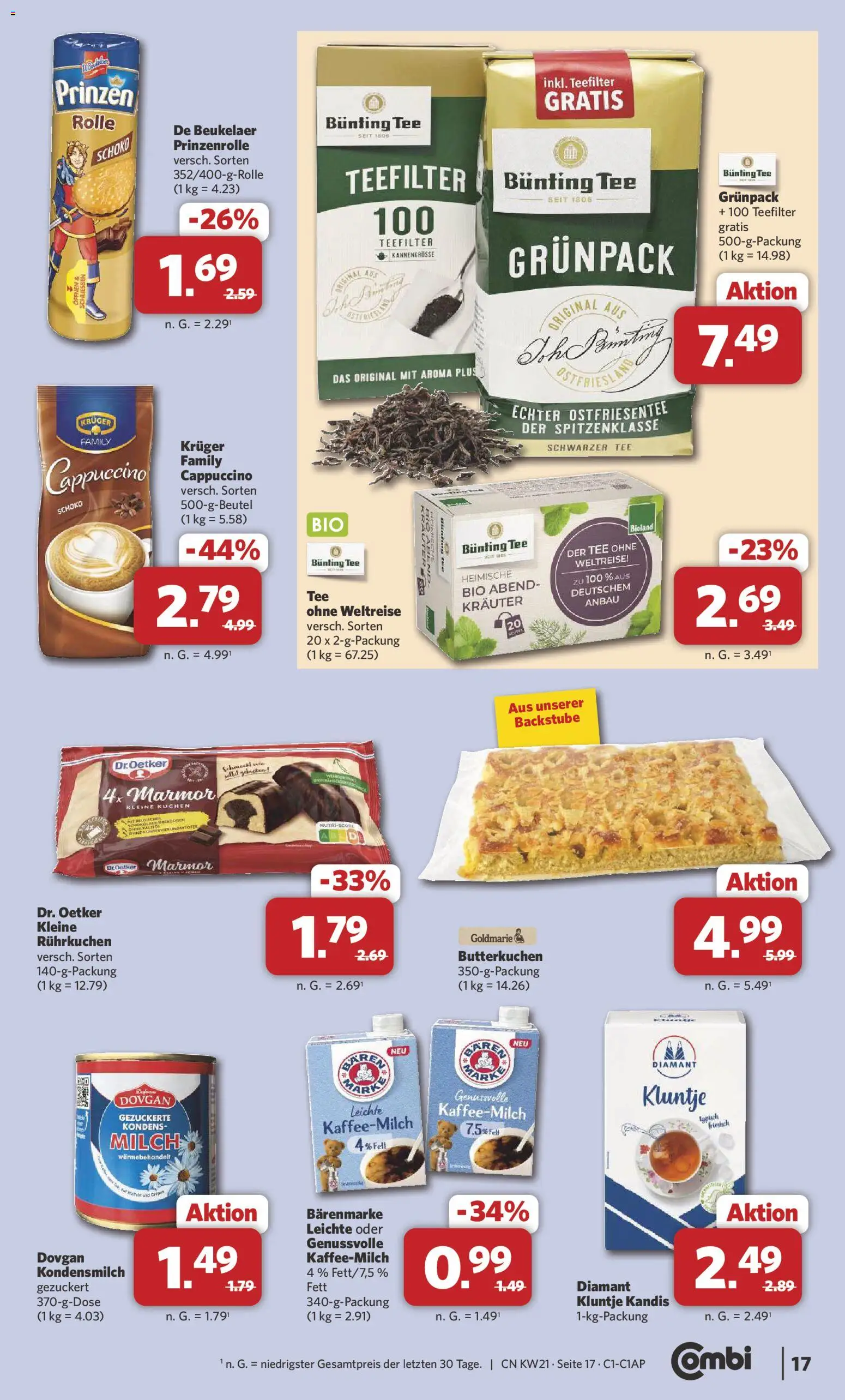 Combi Prospekt 	 – gültig ab 18.05.2026 | Seite: 17 | Produkte: Milch, Schokolade, Tee, Kuchen