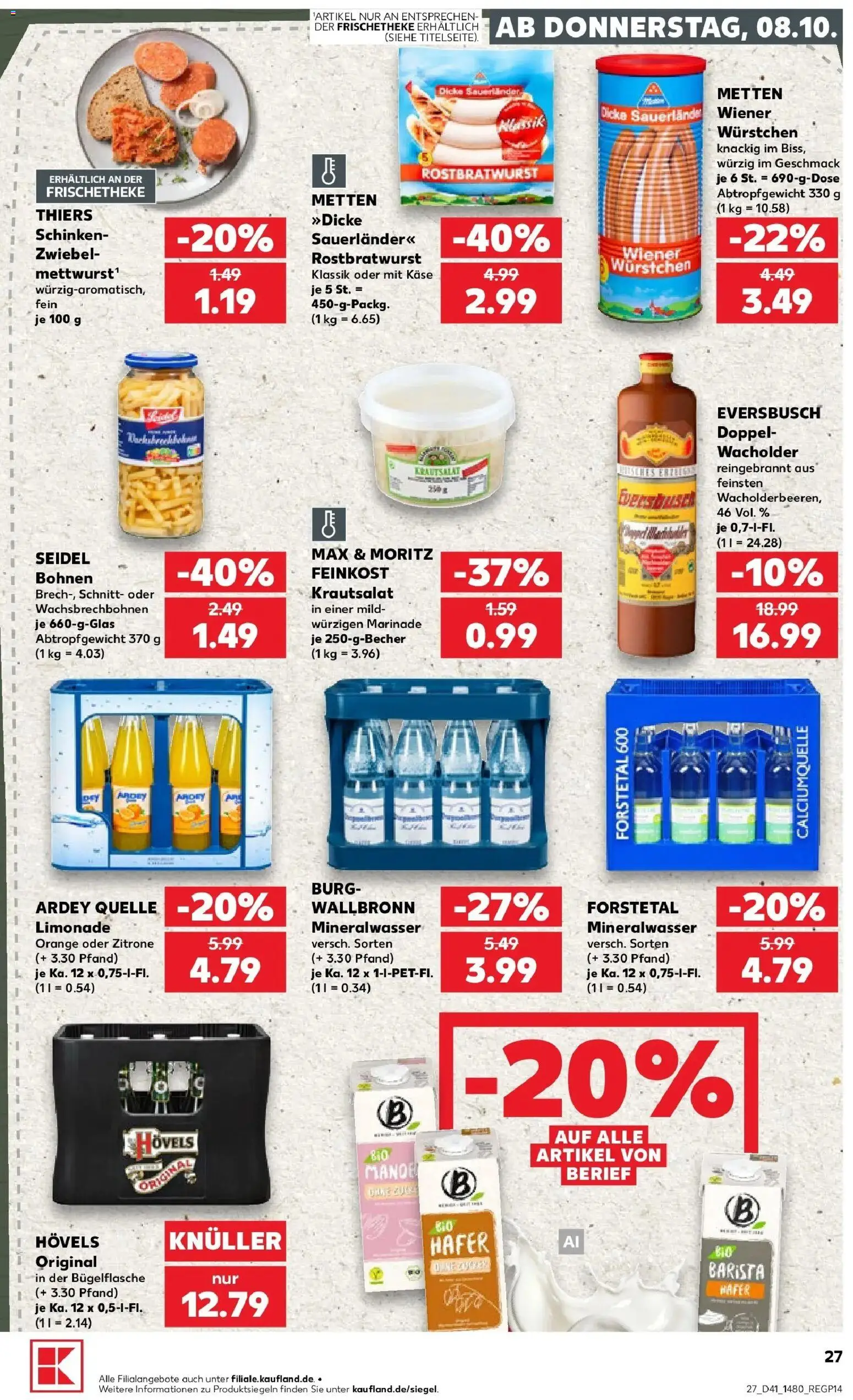 Prospekt Kaufland ab 05.10.2026 » Angebote Online zum Blättern | Seite: 37 | Produkte: Wiener wurstchen, Käse, Mineralwasser, Schinken