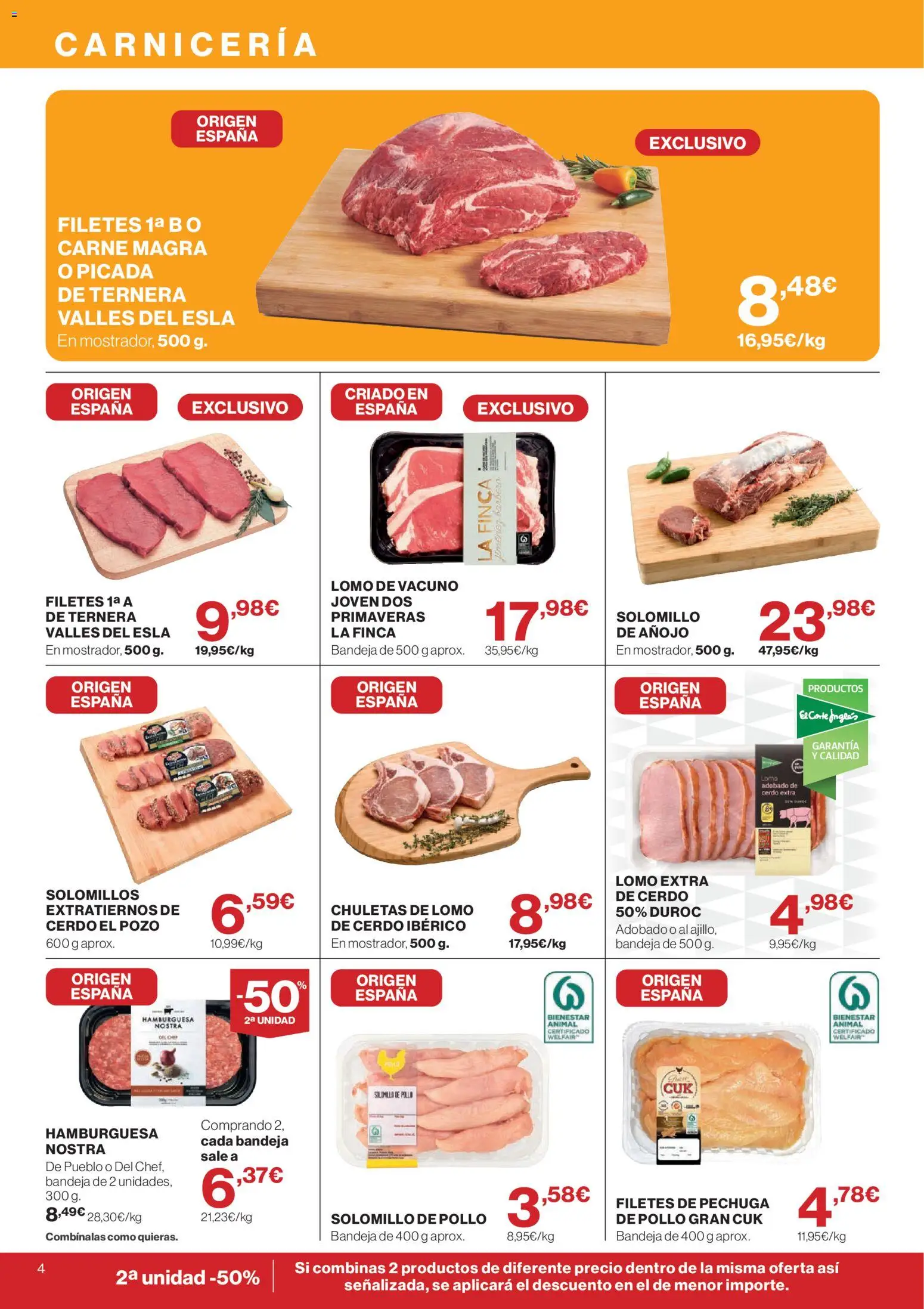 El Corte Inglés ofertas │ válido desde el 13/08/2026 | Página: 4 | Productos: Filetes de pechuga, Lomo, Bandeja, Carne