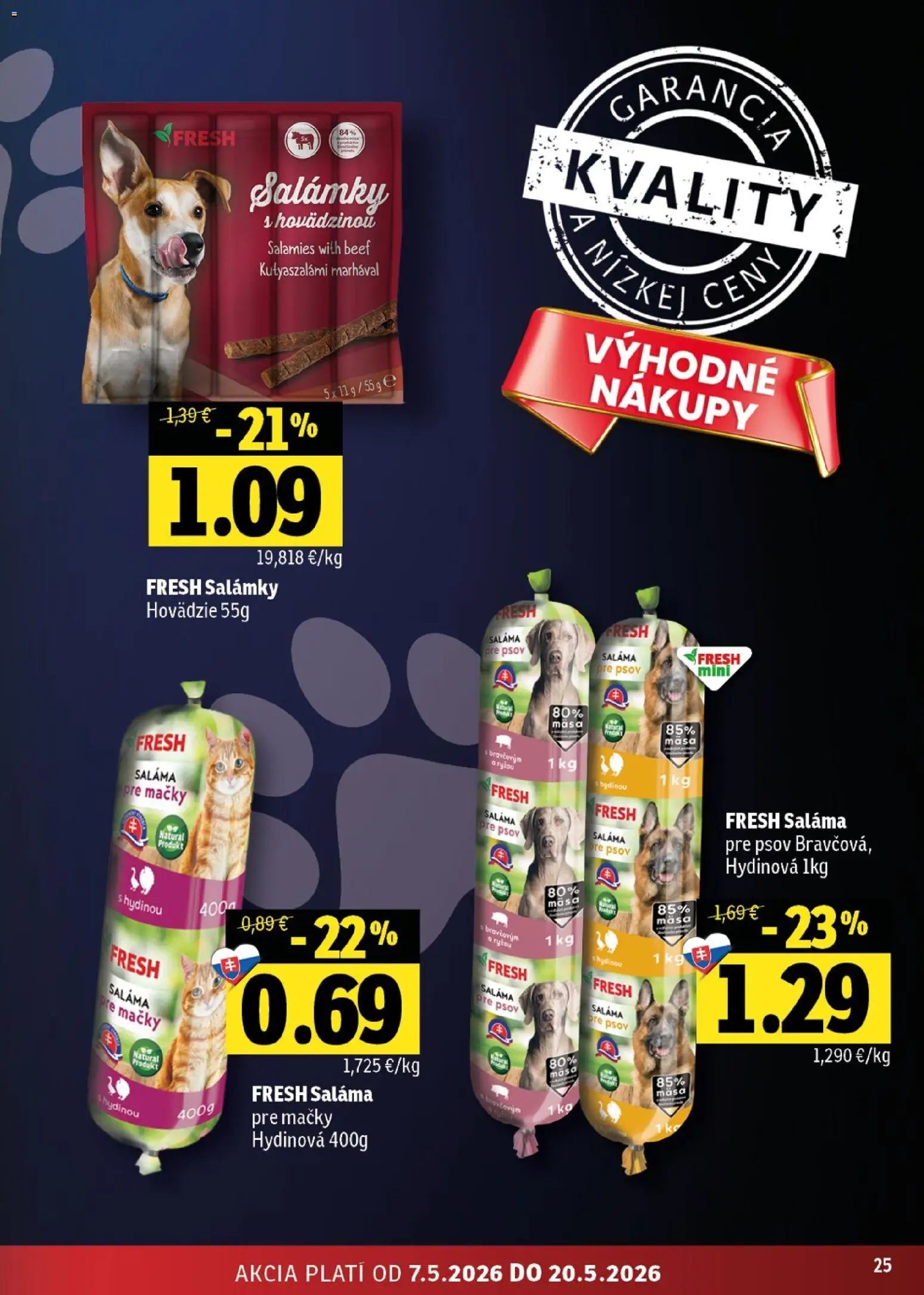 Nové Fresh akcie – leták je platný od 07.05.2026 | Strana: 25 | Produkty: Saláma