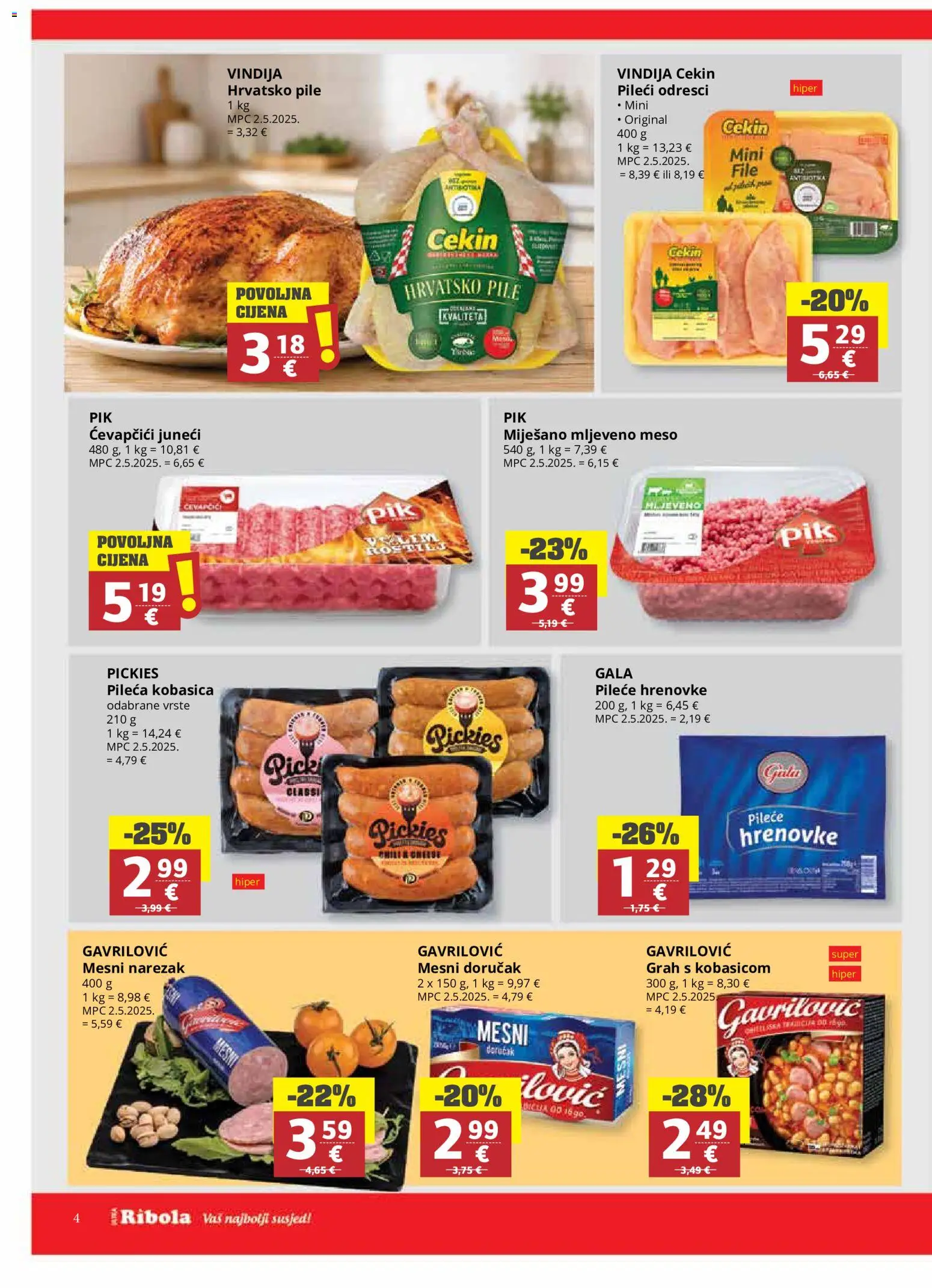 Ribola katalog | vrijedi od 02.09.2026 | Stranica: 4 | Proizvodi: Grah, Hrenovke, Mljeveno meso, Mesni doručak