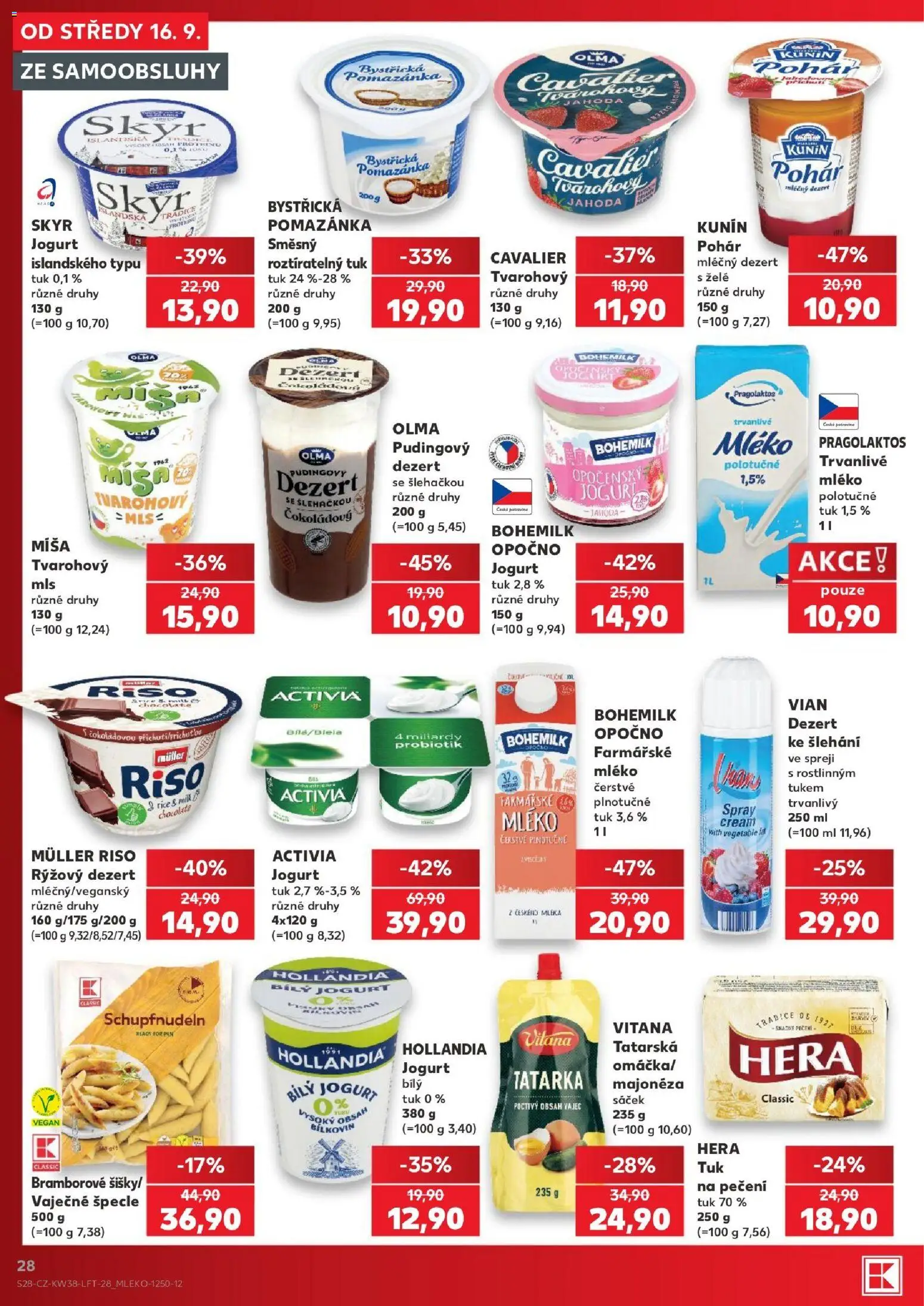 Kaufland leták - Ostrava od 16.09.2026 | Strana: 28 | Produkty: Vegan, Hera, Skyr jogurt, Bílý jogurt
