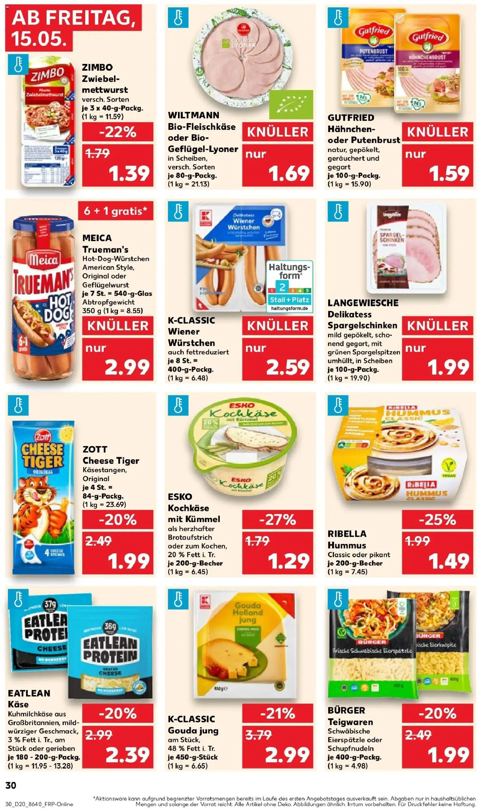 Kaufland Prospekt Hattingen – gültig ab 15.05.2026 | Seite: 30 | Produkte: Gouda, Spargel, Pasta, Schinken