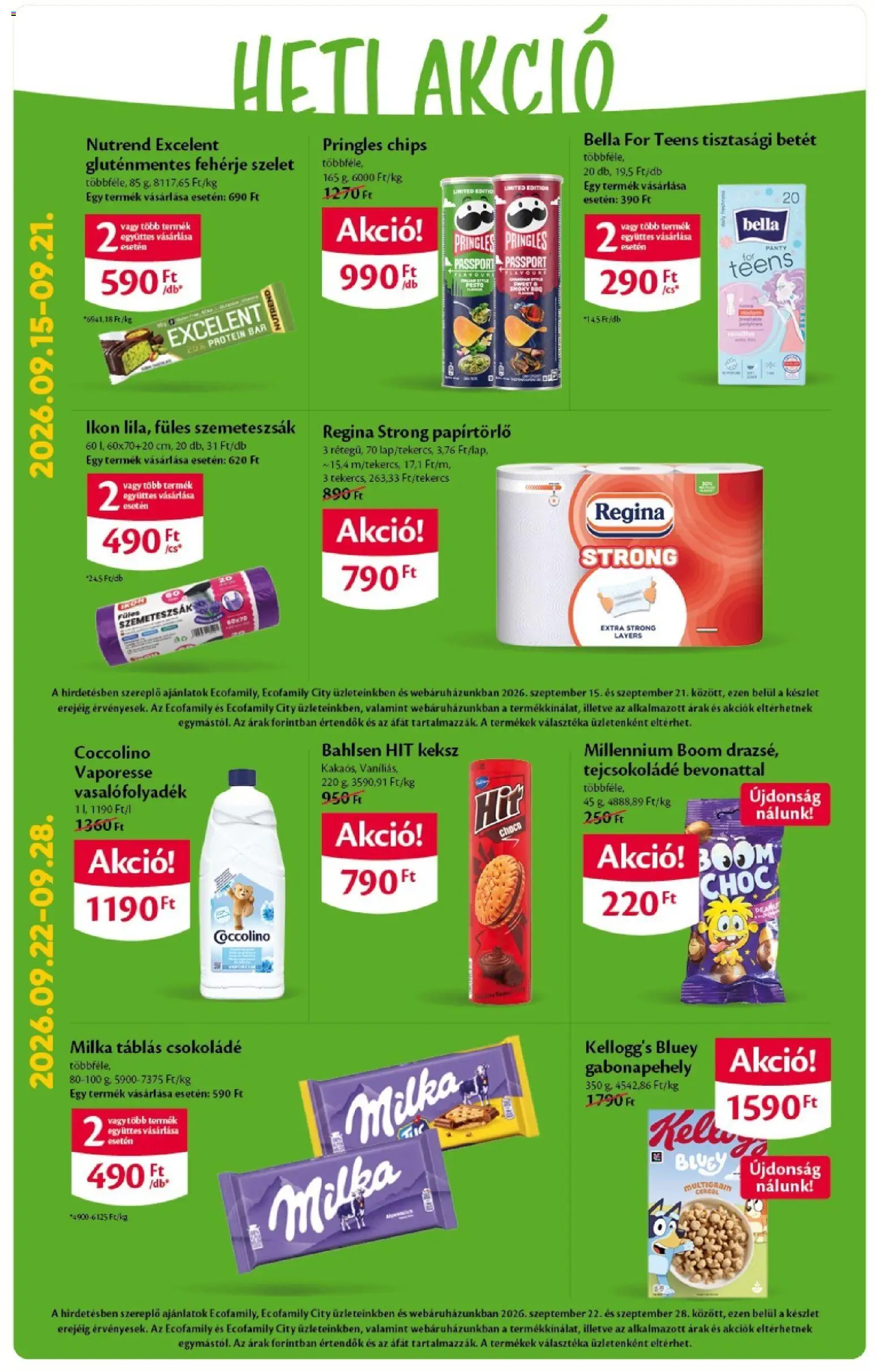 Ecofamily akciós ujság - amely érvényes a következő dátumtól: 2026.09.17. | Oldal: 2 | Termékek: Chips, Pringles, Gabonapehely, Csokoládé