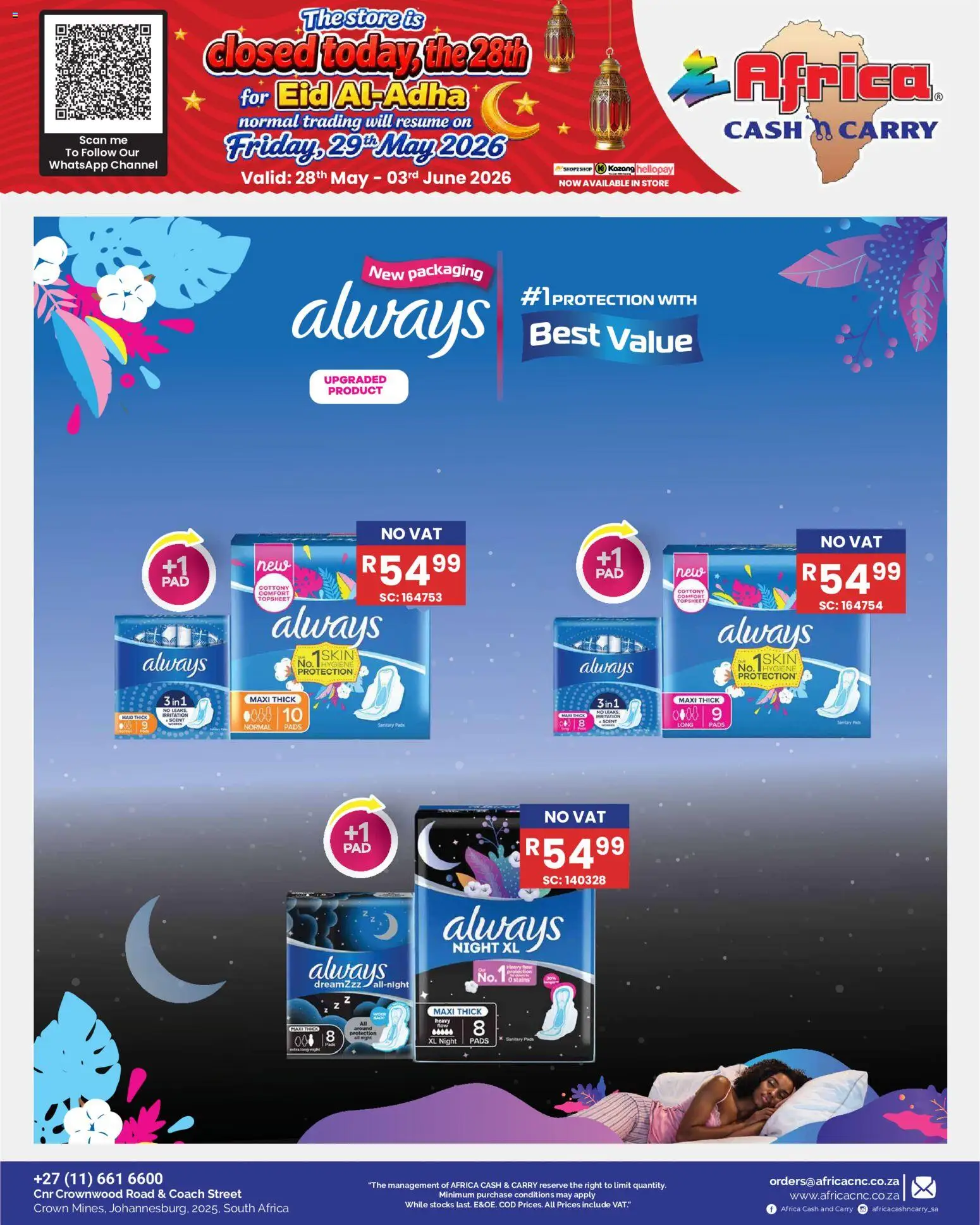 New Africa Cash & Carry catalogue – valid from 28.05.2026 | Page: 65 | Products: Pads