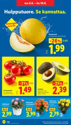 Lidl-mainoslehti voimassa 04.06.2026 alkaen | Sivu: 21 | Tuotteet: Avokado, Hunajameloni