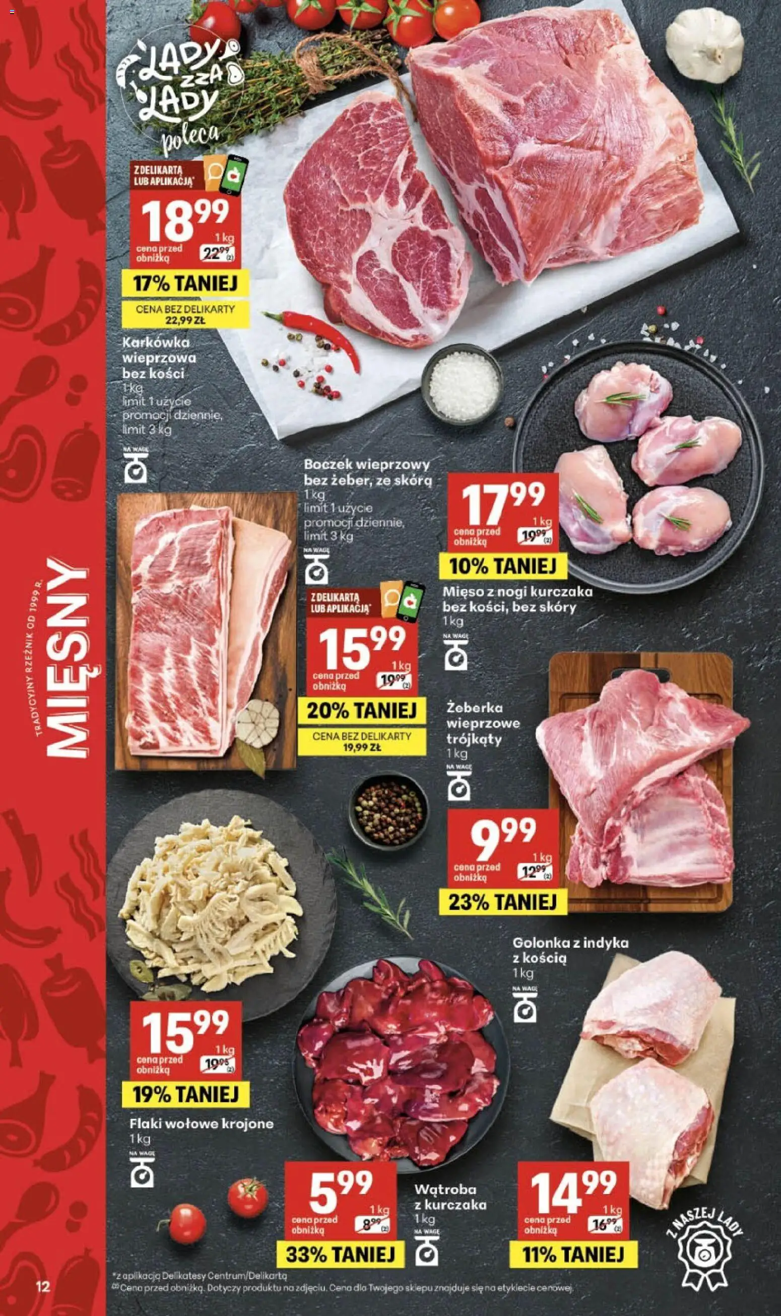 Delikatesy Centrum gazetka od 24.09.2026 | Strona: 12 | Produkty: Karkówka, Karkówka wieprzowa, Mięso, Flaki wołowe