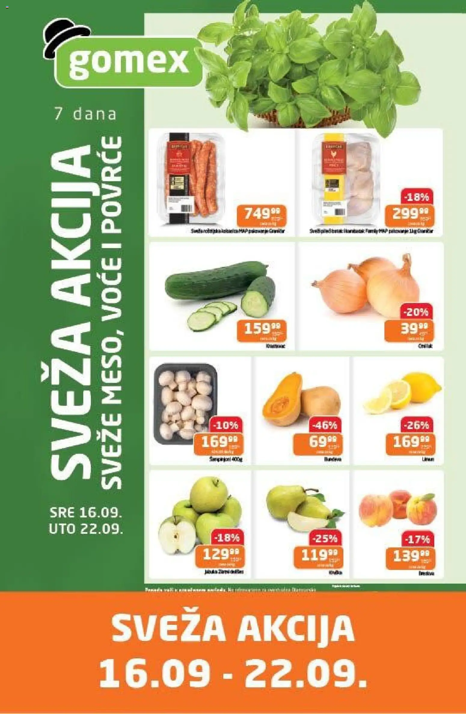 Gomex katalog - važi od 16.09.2026 | Strana: 1 | Proizvode: Voće, Povrće