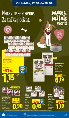 Lidl katalog akcije – veljaven od 22.10.2026 | Stran: 23 | Izdelki: Hrana za pse, Pašteta, Klobasice, Kos