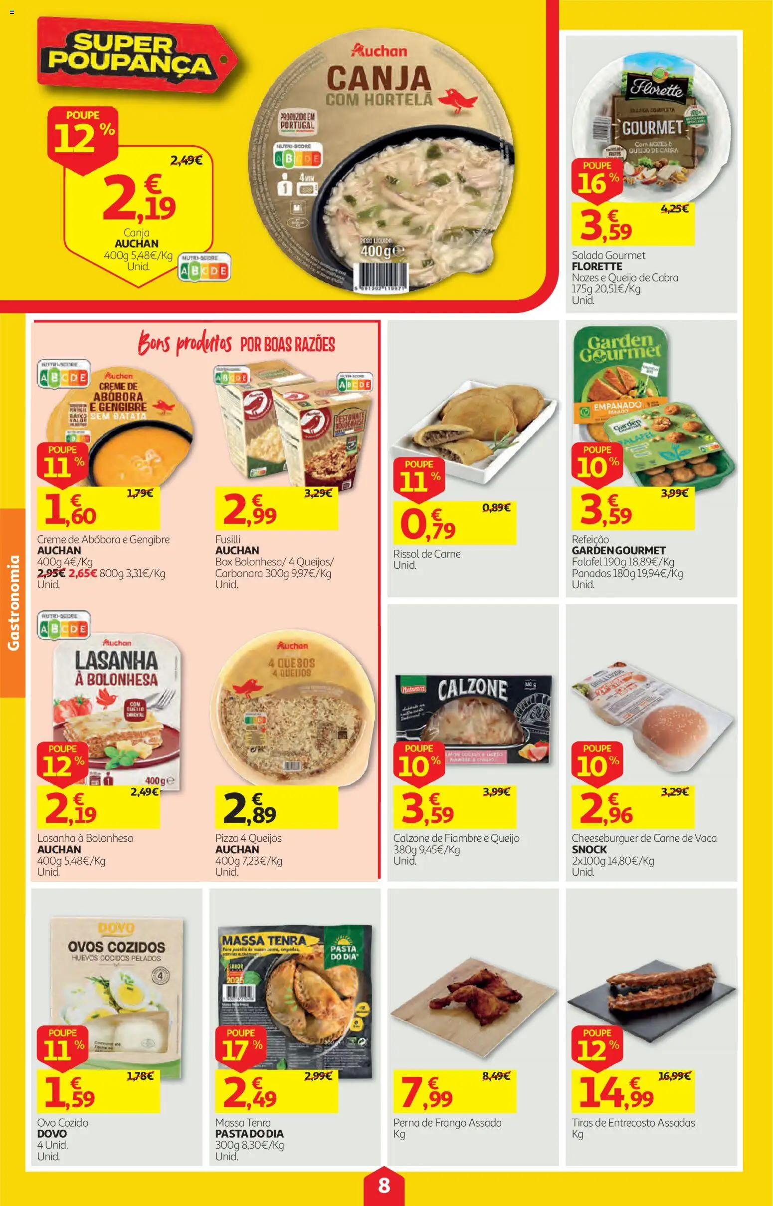 Auchan folheto │ válido de 22/10/2026 | Página: 8 | Produtos: Queijo, Pizza, Creme, Salada
