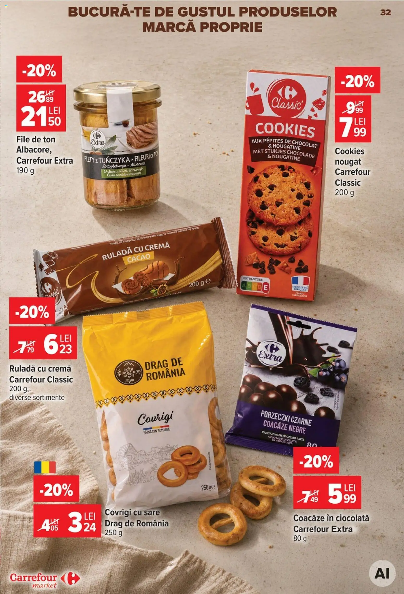 Noul catalog Carrefour – valabil de la 30.09.2026 | Pagină: 32 | Produse: Cremă, Ruladă, Ciocolată, Sare