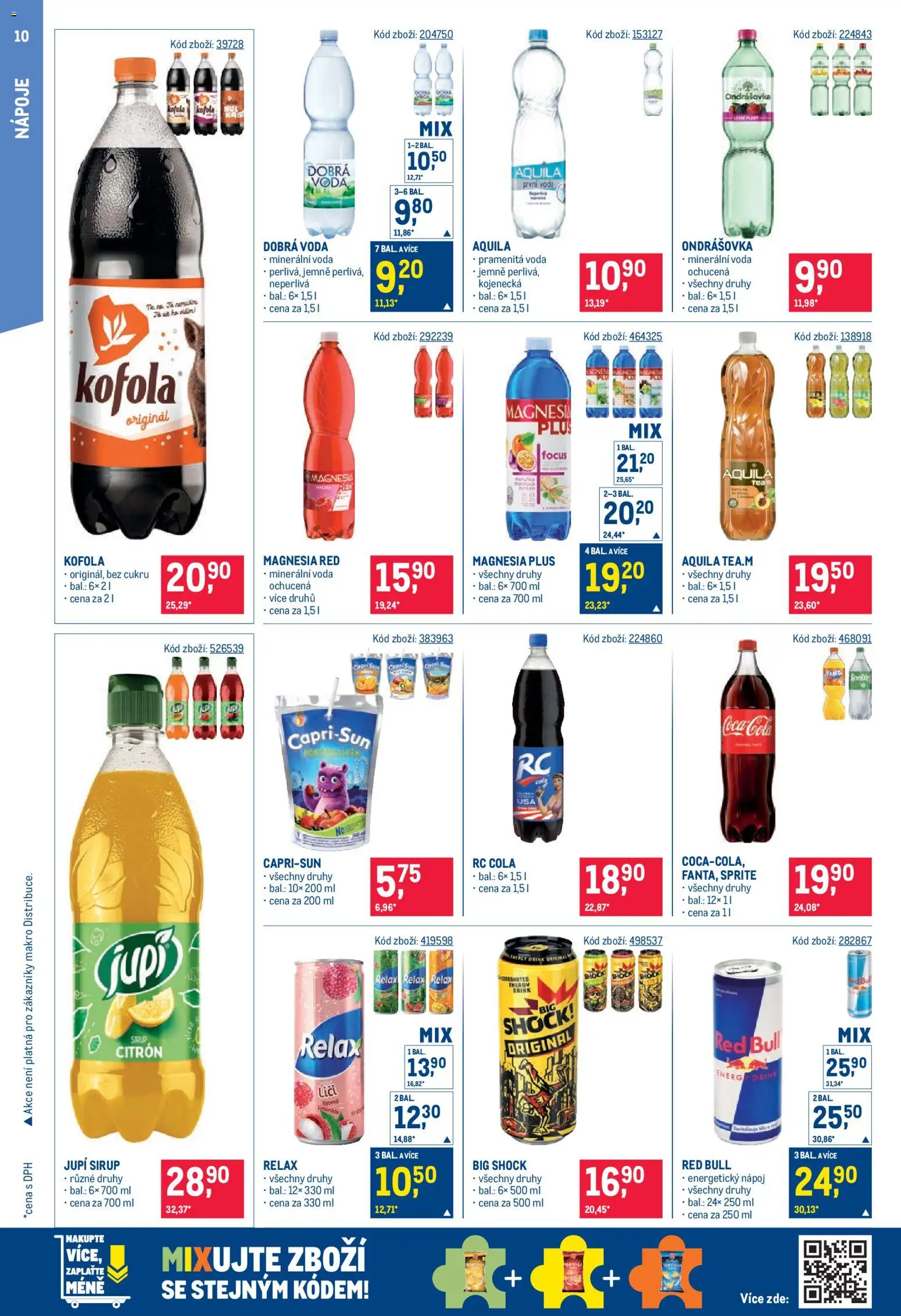 Makro leták - Maloobchod od 21.10.2026 | Strana: 10 | Produkty: Voda, Energetický nápoj, Citron, RC Cola
