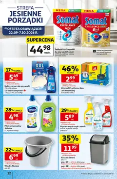 Pogląd oferty "Auchan gazetka - 30 Lat Hipermarket" - ważna od 24.09.2026 | Strona: 12 | Produkty: Kapsułki, Płyn do mycia szyb, Kosz na śmieci, Sól