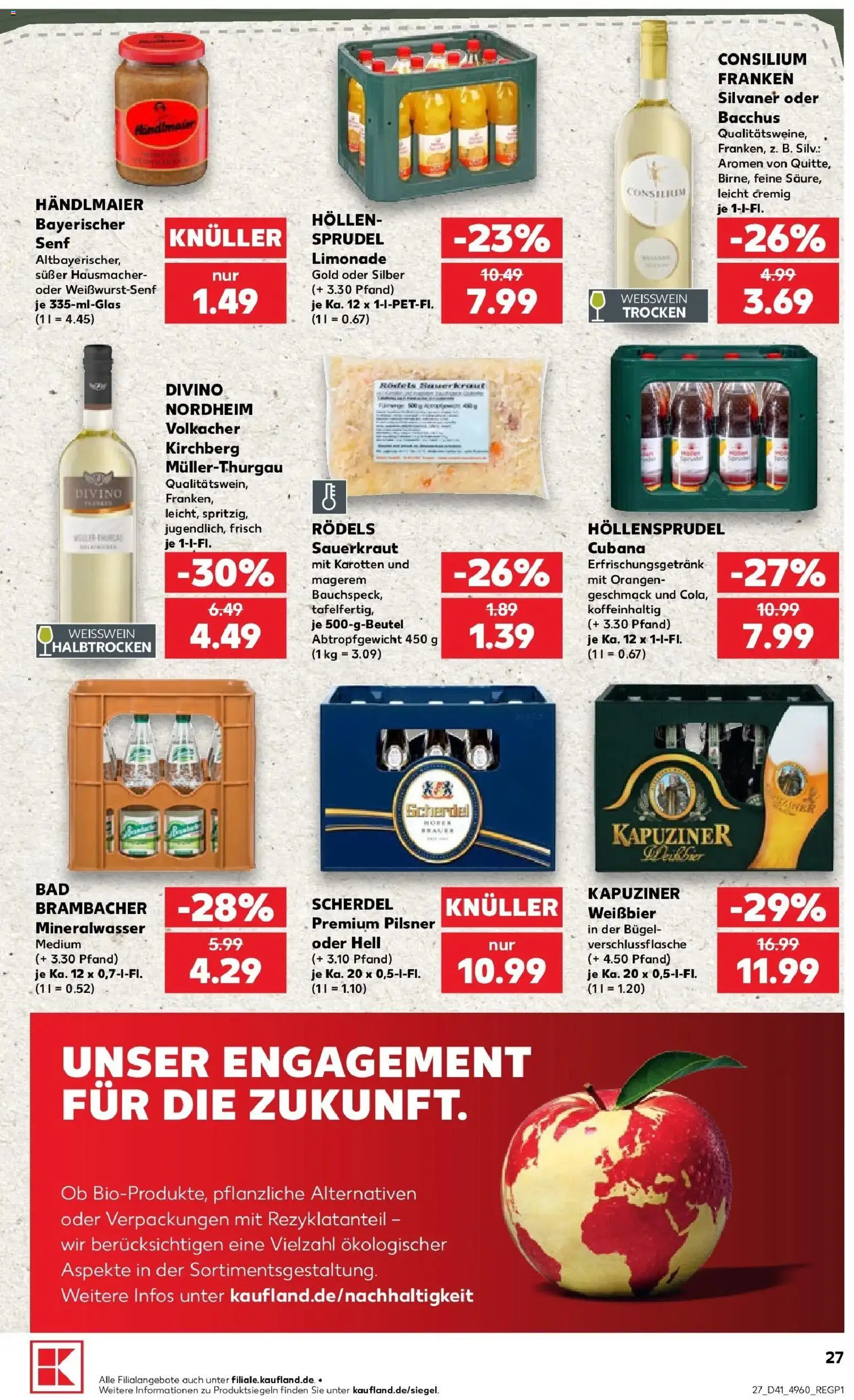 Prospekt Kaufland ab 08.10.2026 » Angebote Online zum Blättern | Seite: 27 | Produkte: Weißwein, Weißbier, Limonade, Mineralwasser