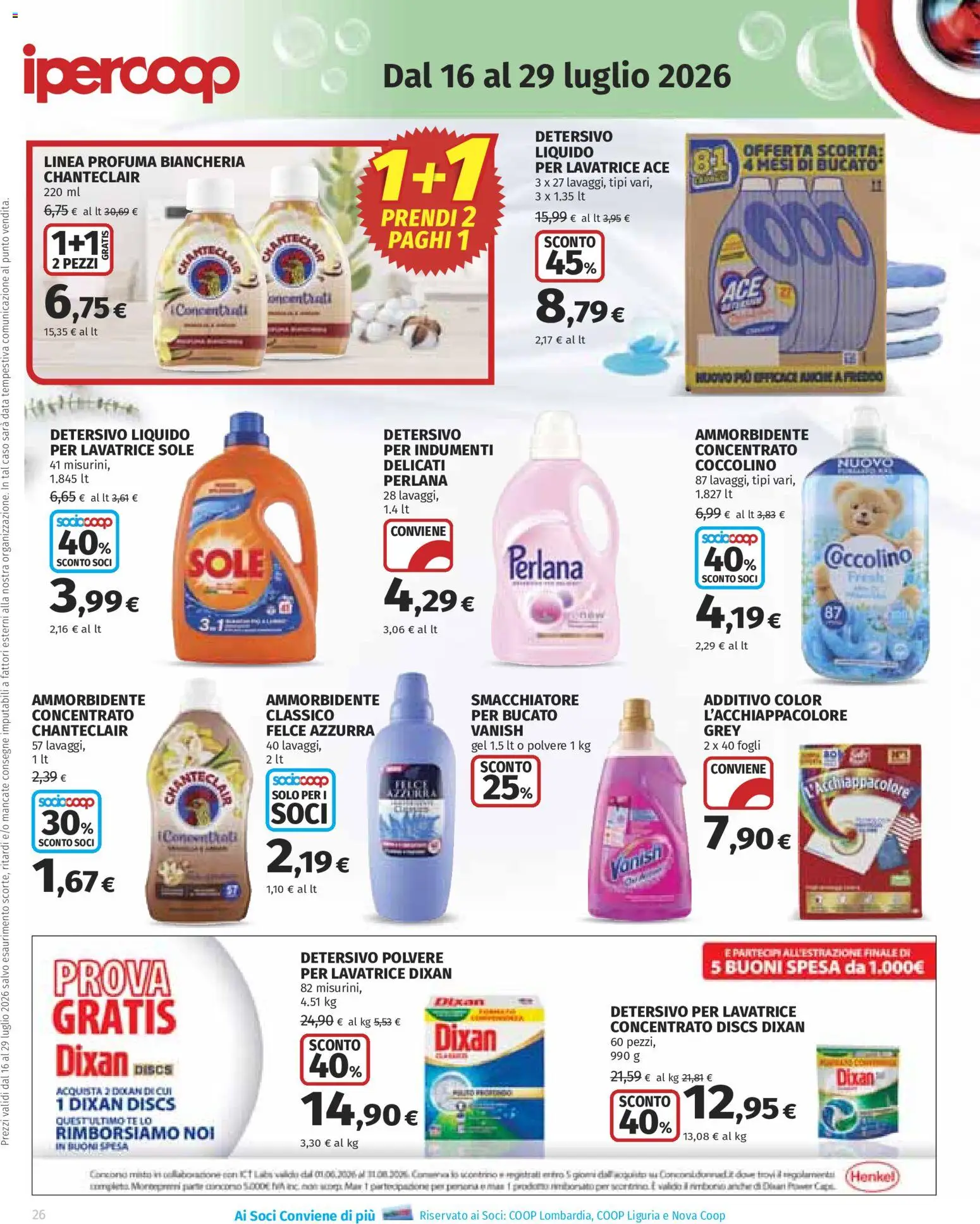 Volantino Ipercoop del 16/07/2026 | Pagina: 26 | Prodotti: Ammorbidente, Smacchiatore, Lavatrice, Data