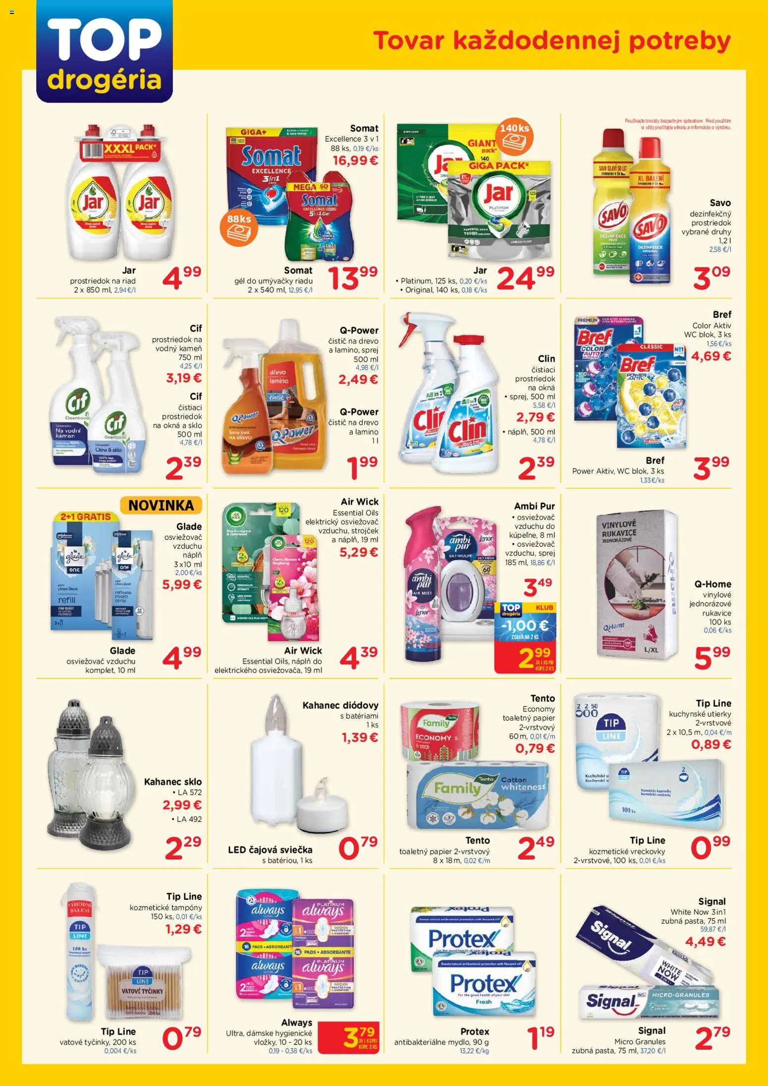 Nové TOP Drogéria akcie – leták je platný od 19.10.2026 | Strana: 2 | Produkty: Osviežovač vzduchu, Strojček, Riad, Rukavice