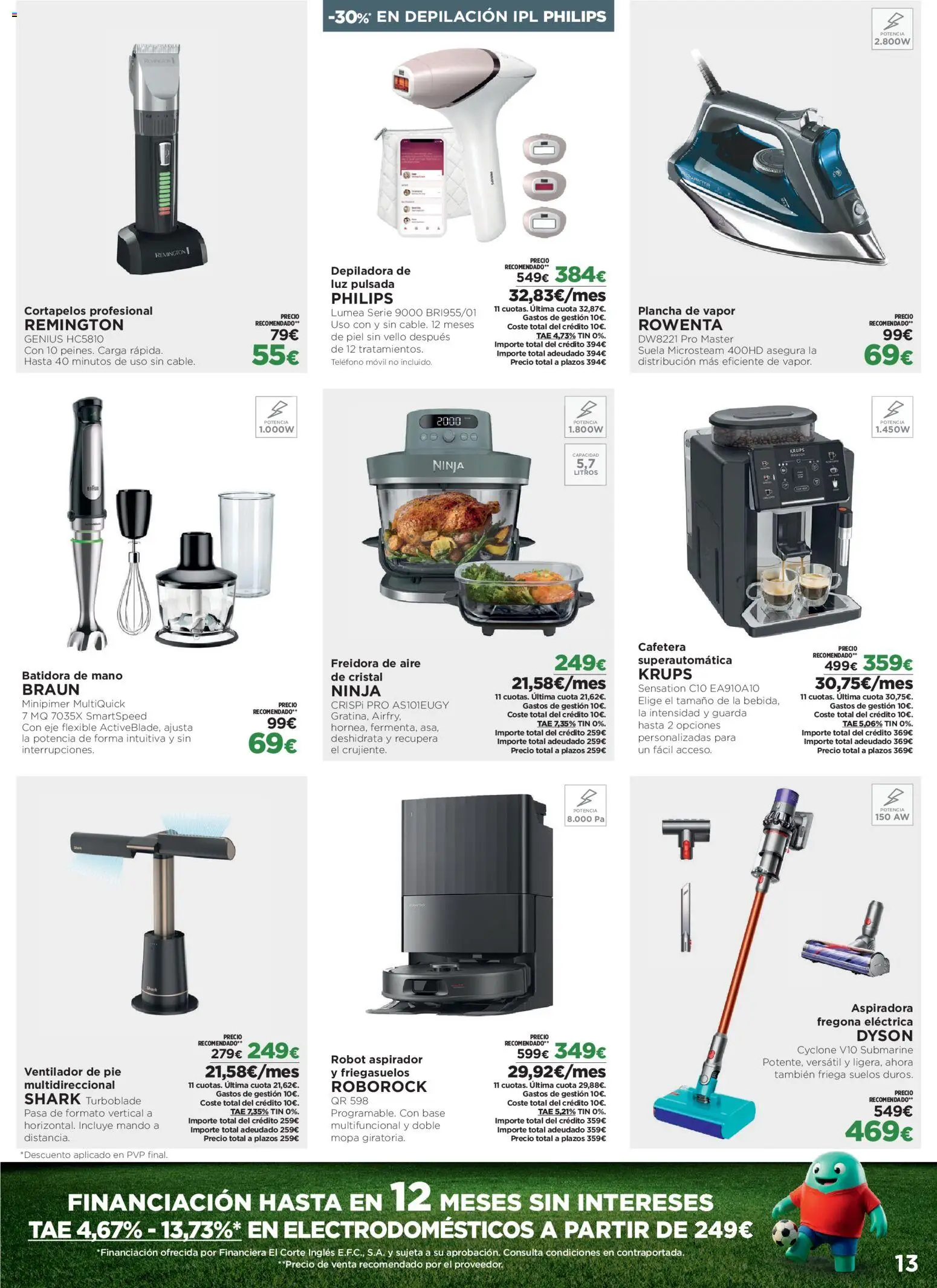 El Corte Inglés ofertas │ válido desde el 08.06.2026 | Página: 13 | Productos: Teléfono, Plancha, Ventilador de pie, Robot