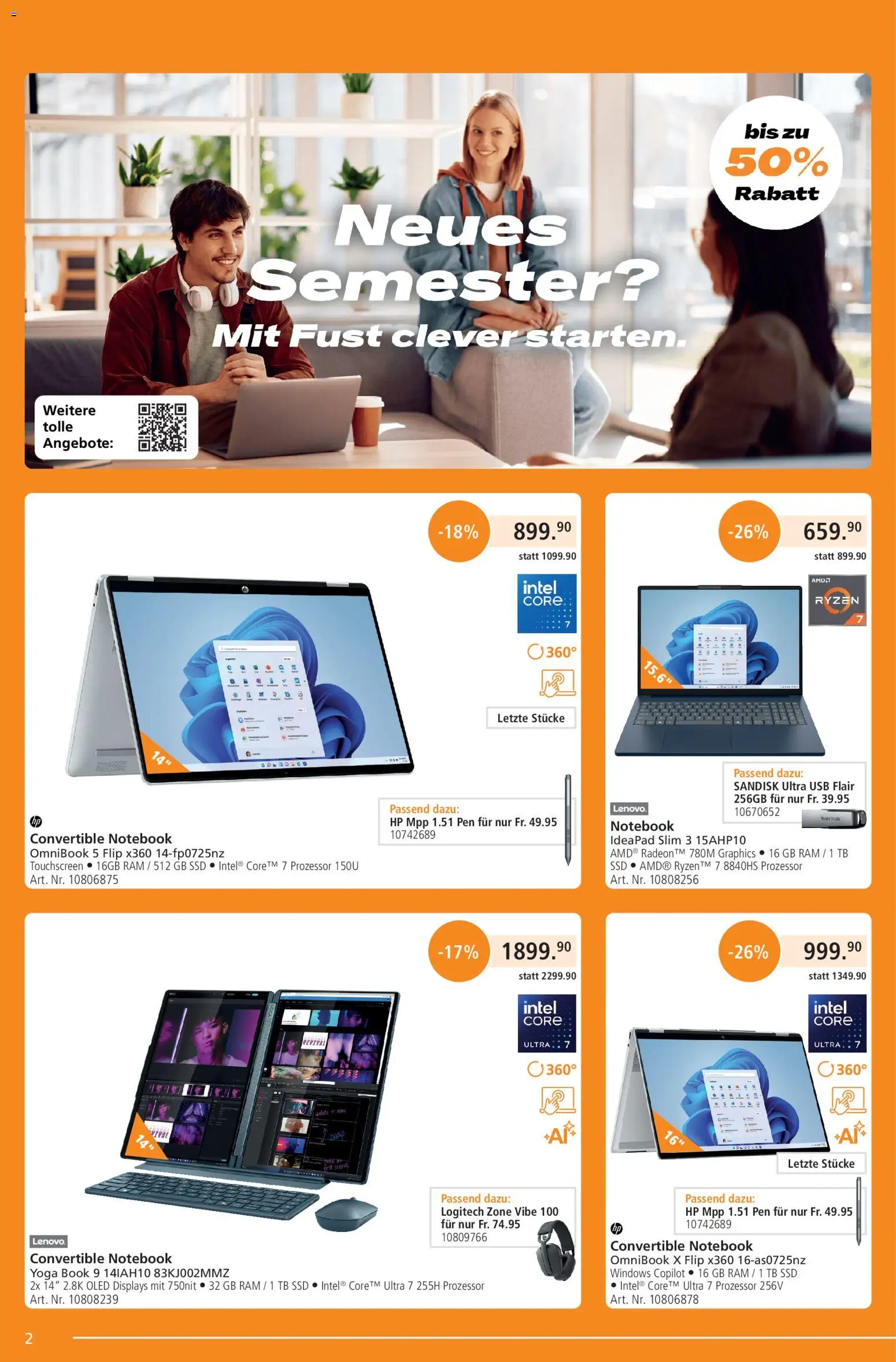 Fust aktionen – gültig ab 24.08.2026 | Seite: 2 | Produkte: Notebook, Usb, Lenovo, HP