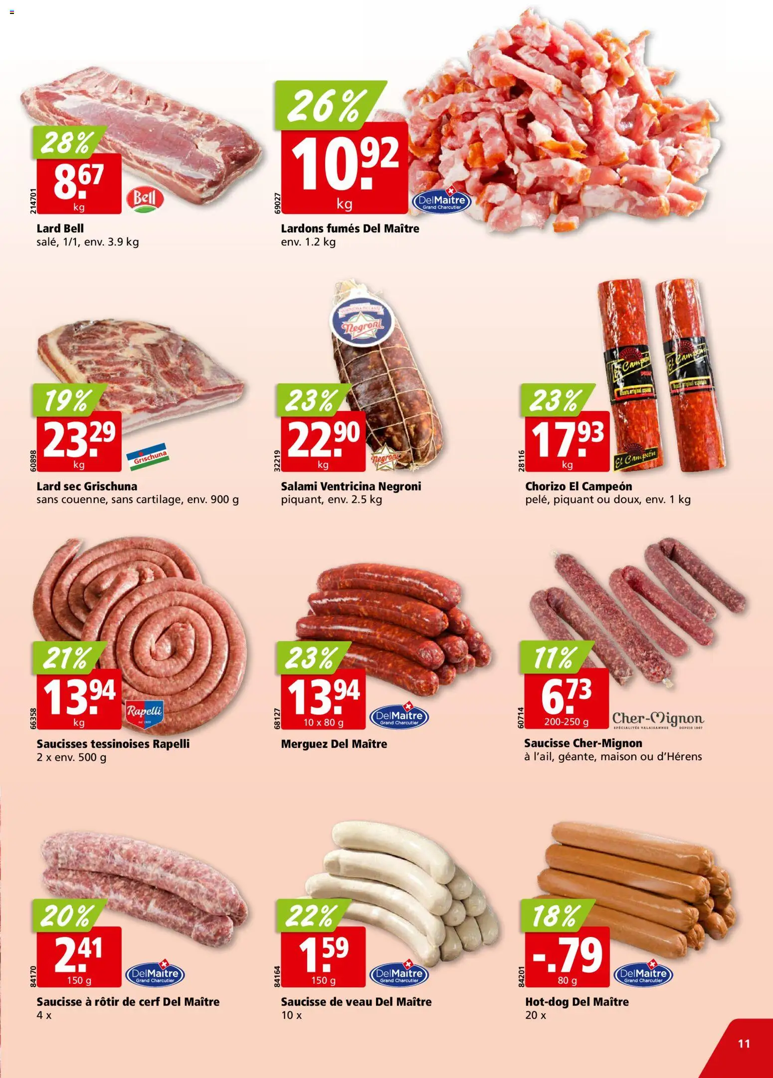 Aligro aktionen Chavannes, Matran, Genève, Sion – gültig ab 05.10.2026 | Seite: 11 | Produkte: Salami