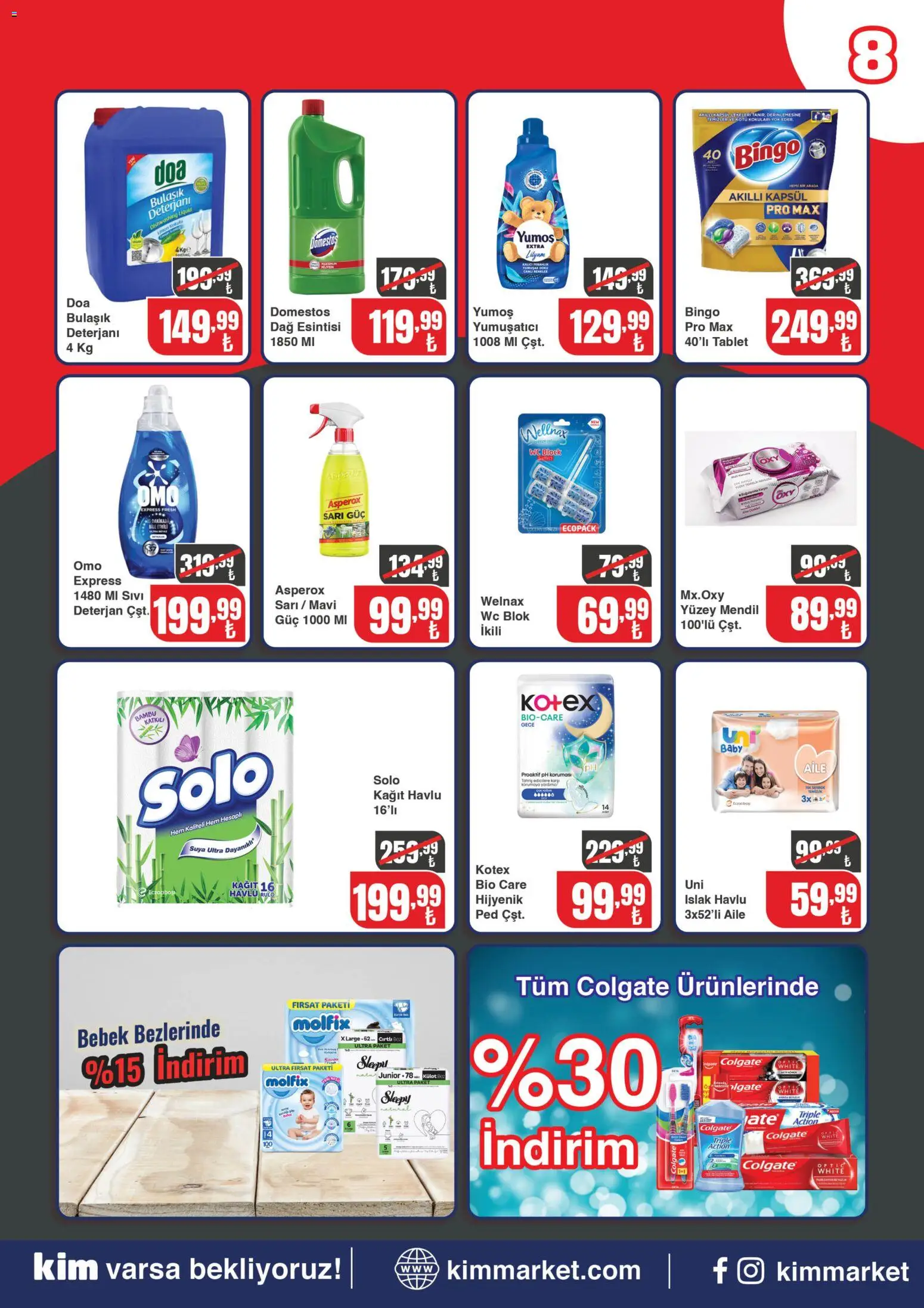 Kim Market Katalog - Marmara Insert - 06 Temmuz 2026 tarihinden itibaren geçerlidir | Sayfa: 8 | Ürünler: Mendil, Deterjan, Limon, Tablet